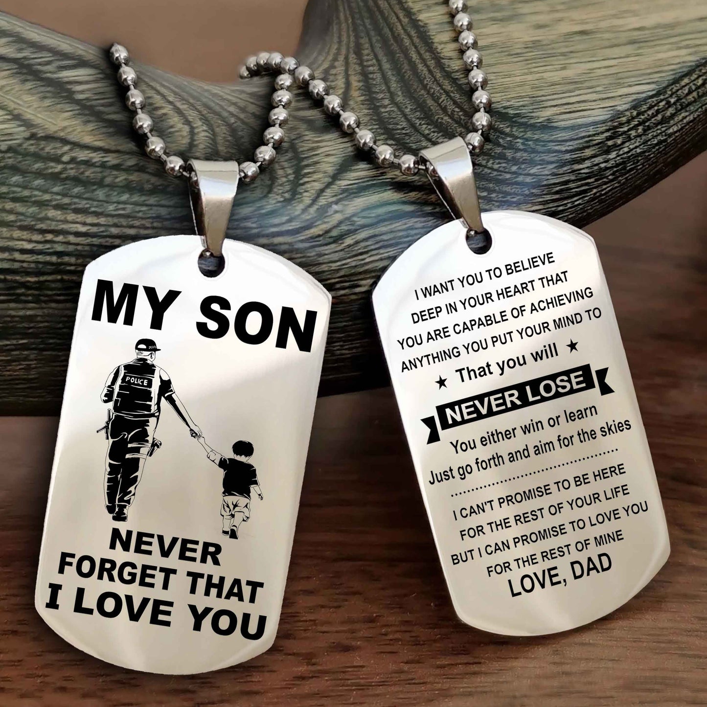 DRB Double Sided Dog Tag To My Son Never Forget That I Love You New Version - That You Will Never Lose You Either Win Or Learn