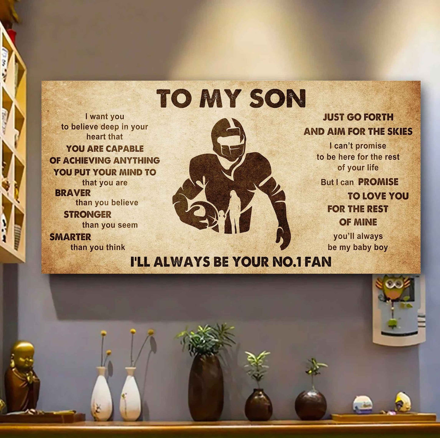 Personalized Sport Poster Canvas I'll Be Your No 1 Fan Mom To Son - That You Are Braver Than You Believe Just Go Forth