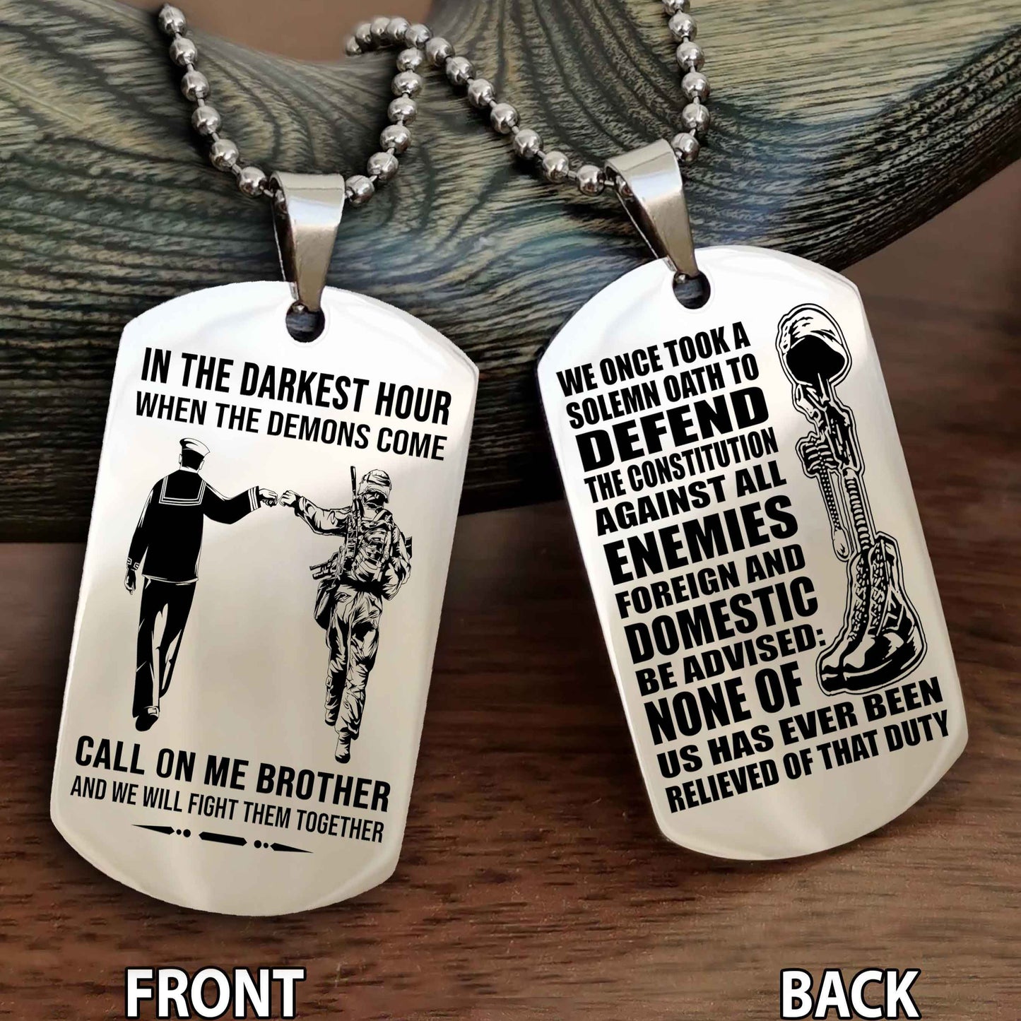 Soldier Personalized Double Sided Dog Tag For Brother