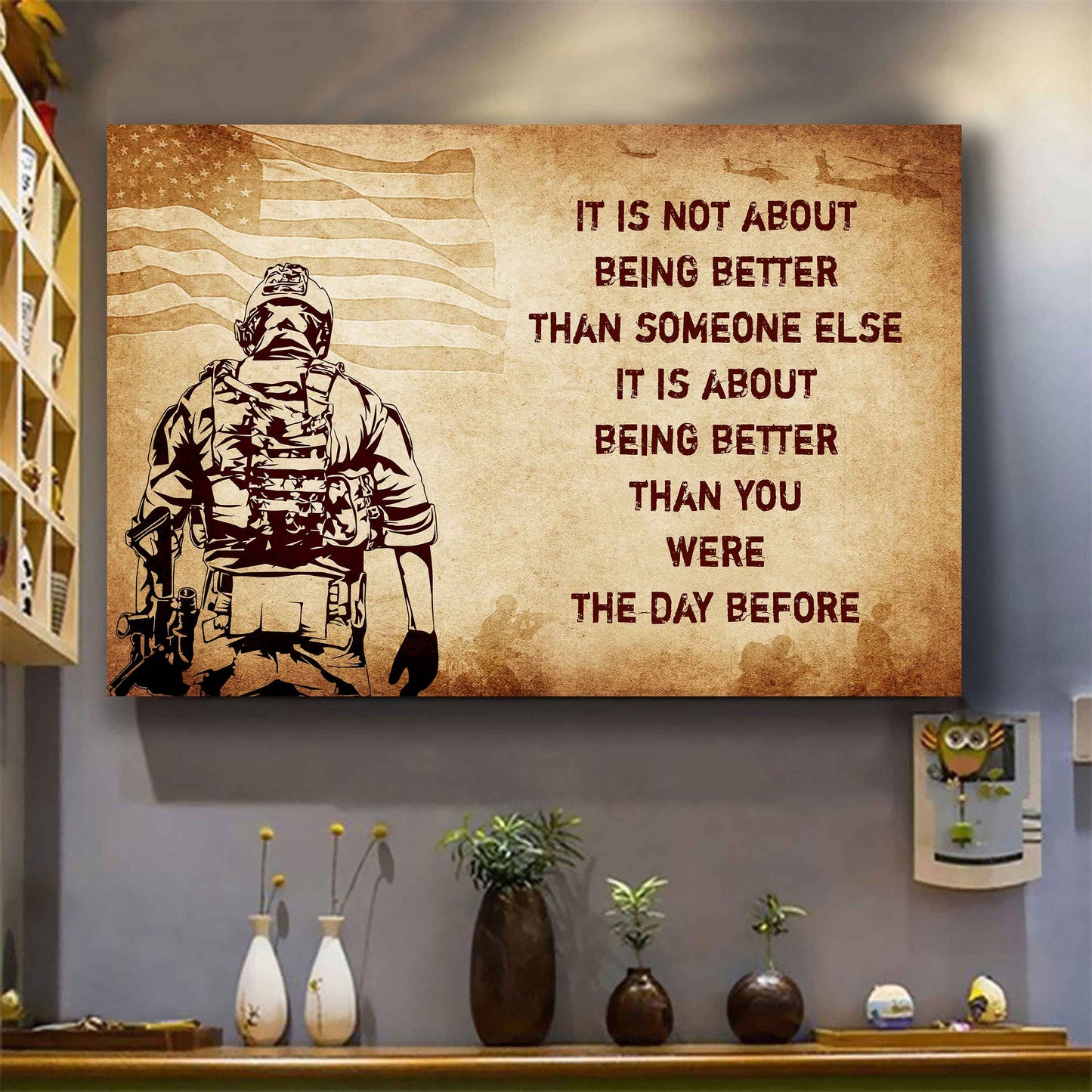 DRB Poster Canvas It's Not About Being Better Than Someone Else Best Gifts Motivation Quotes