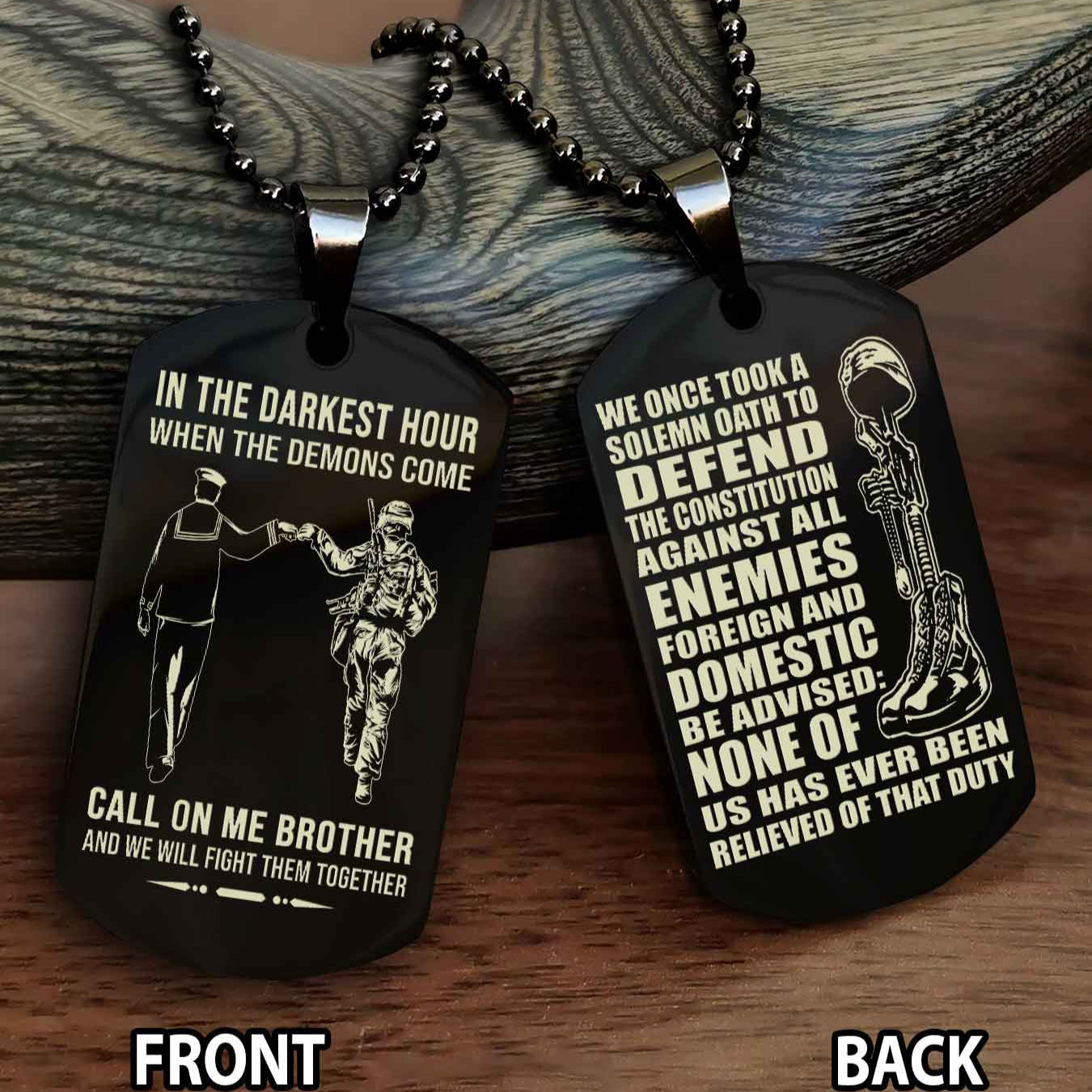 Soldier Personalized Double Sided Dog Tag For Brother