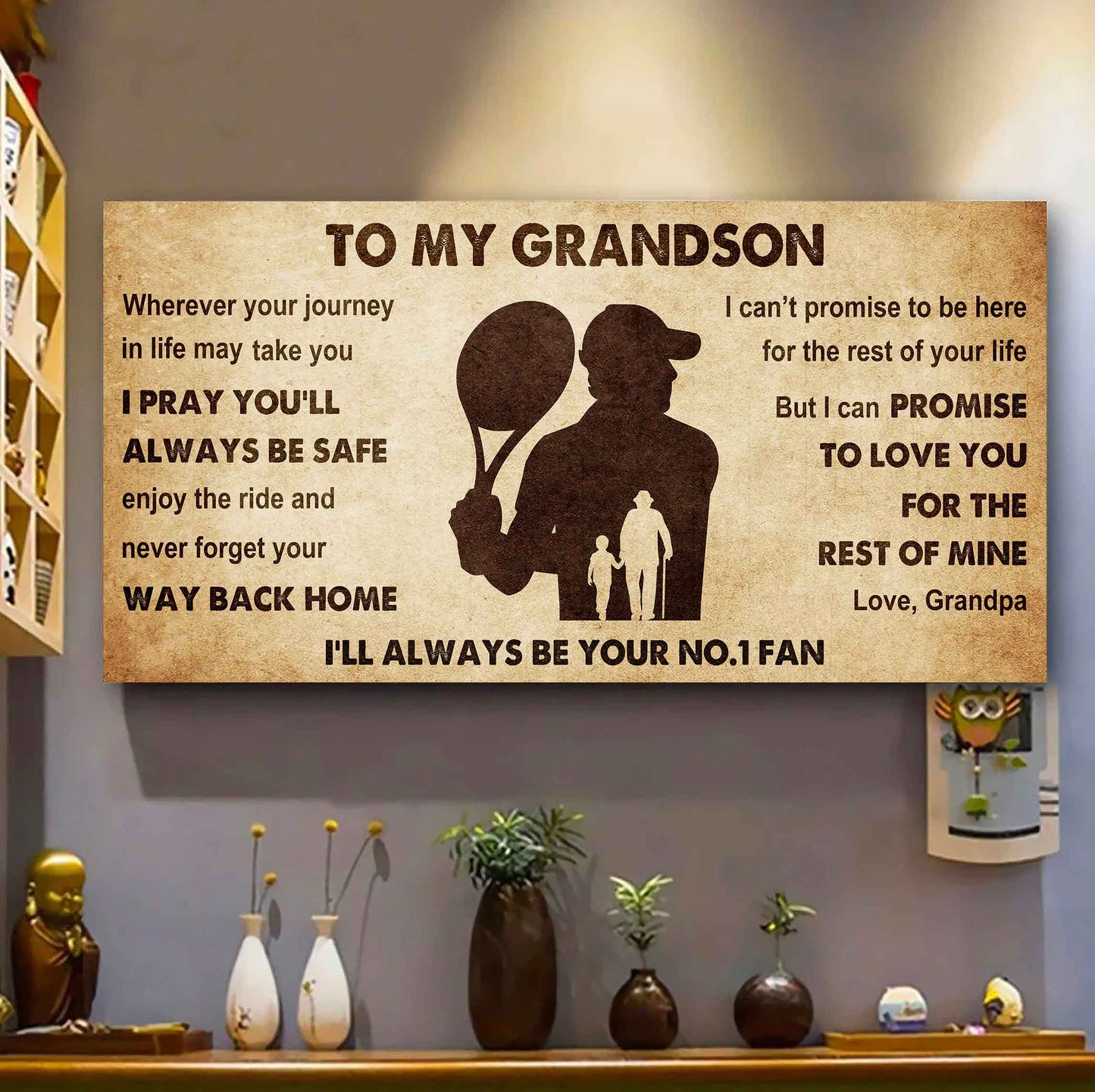 Personalized Sport  Baseball Poster Canvas I'll Be Your No 1 Fan Grandpa To Grandson - Never Forget Your Way Back Home