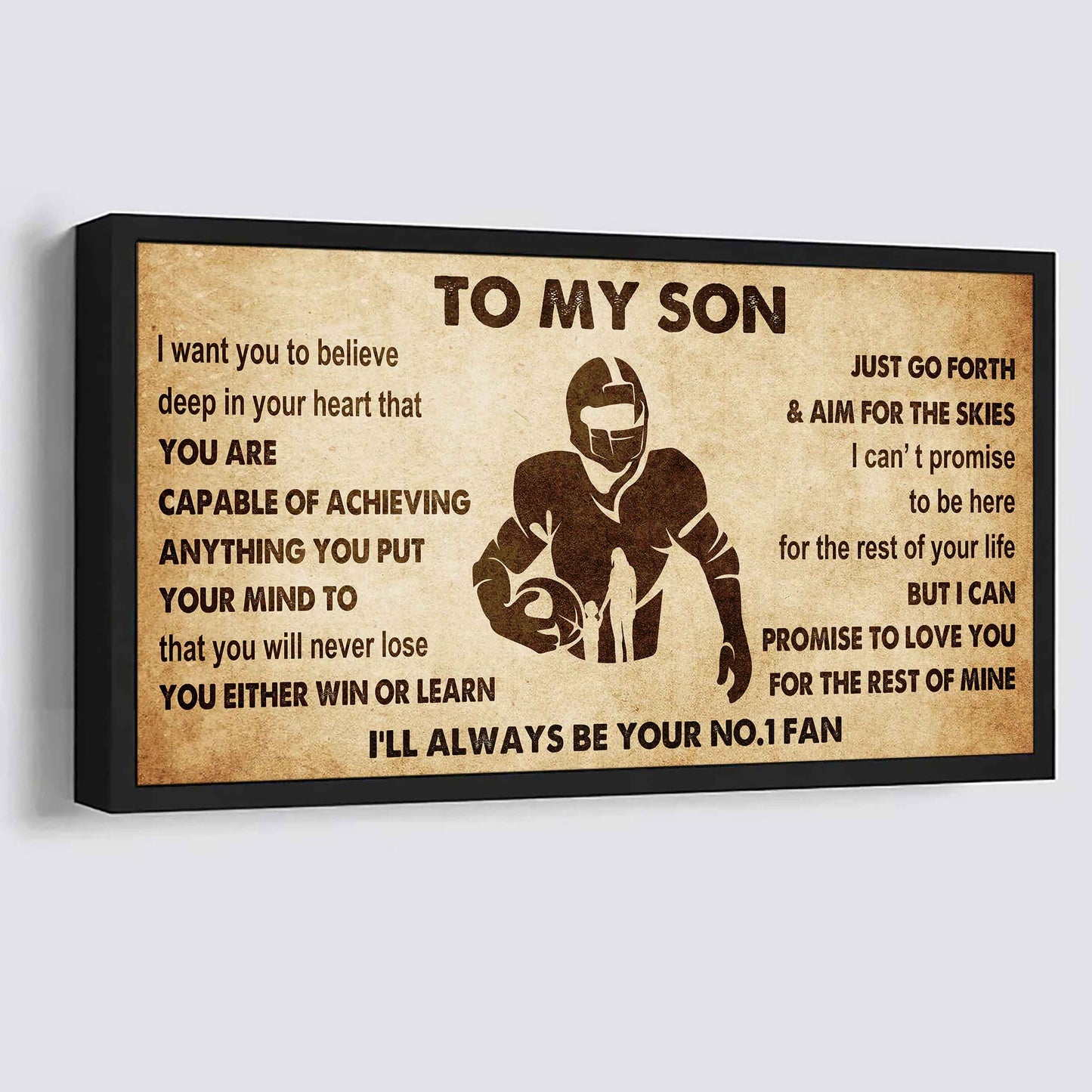 Personalized Sport Poster Canvas I'll Be Your No 1 Fan Mom To Son - You Will Never Losse You Either Win Or Learn