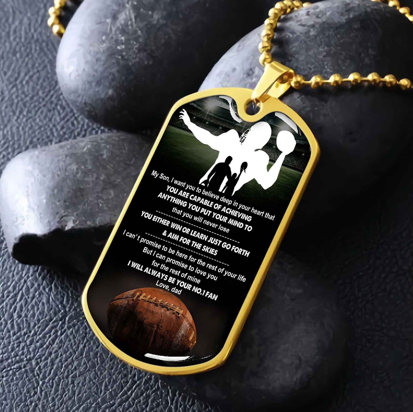 Sport Military Chain 18K Gold Plated Silver Plated To My Son From Dad Motivation Message I Will Always Be Your No 1 Fan