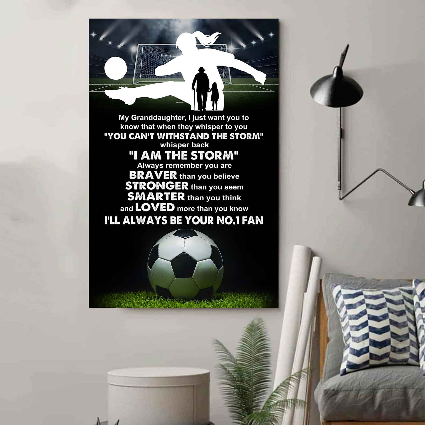 Baketball Poster Canvas Grandpa To Granddaughter - Whisper Back I Am The Storm I Will Always Your No 1 Fan