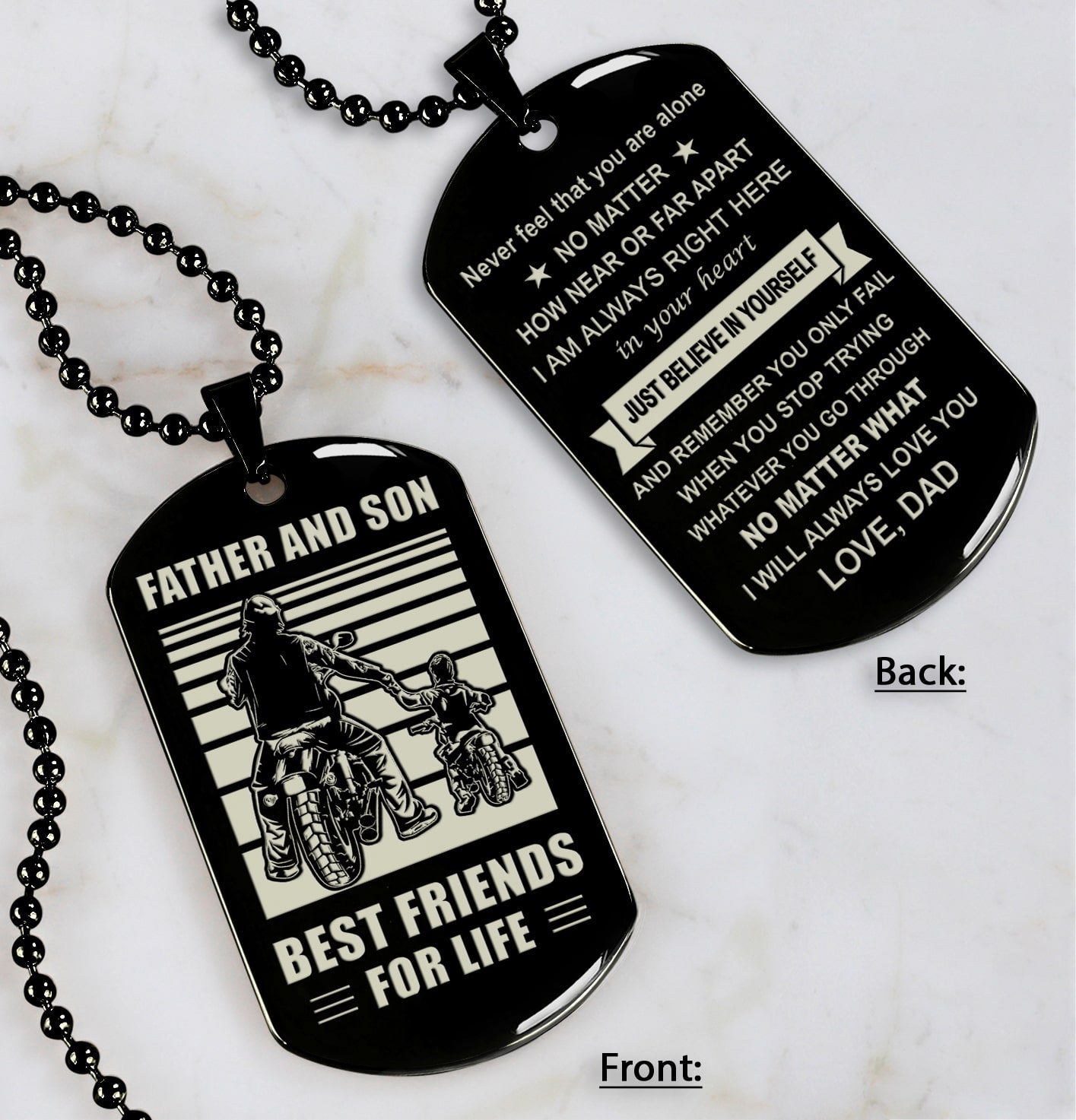 DRB Personalized Double Sided Dog Tag Father And Son Best Friends For Life - Just Believe In Yourself I Love You