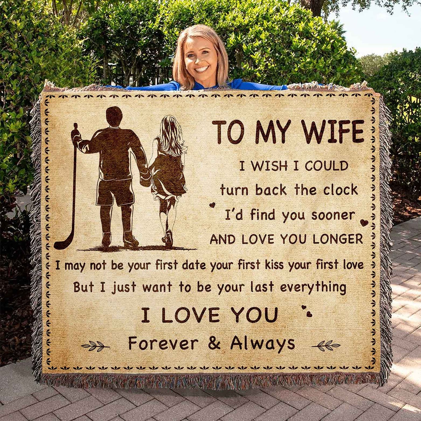 To My Wife Woven Blanket I Wish I Could Turn Back The Clock I Love You Forever And Always Gift For Your Wife