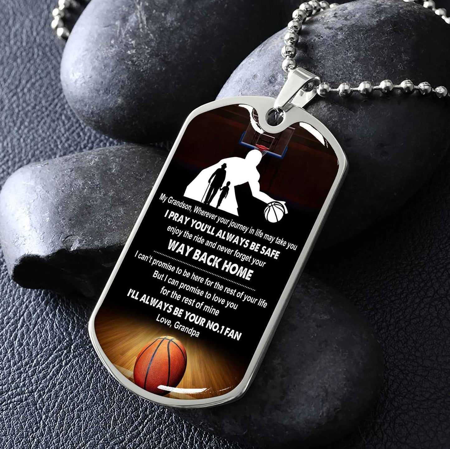 Sport Military Chain 18K Gold Plated Silver Plated To My Grandson From Grandpa Motivation Message I Will Always Be Your No 1 Fan