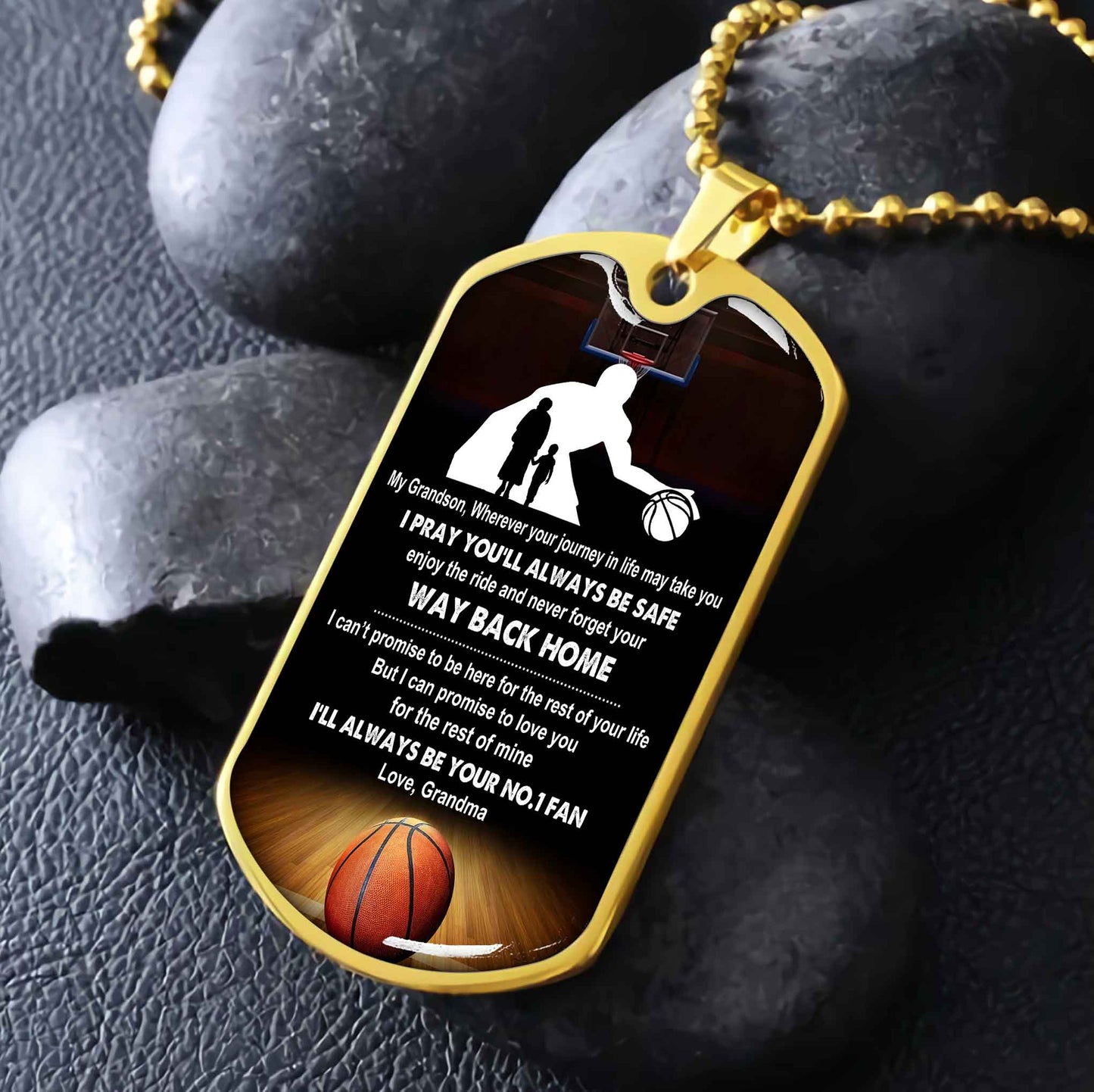 Sport Military Chain 18K Gold Plated Silver Plated To My Grandson From Grandma Motivation Message I Will Always Be Your No 1 Fan