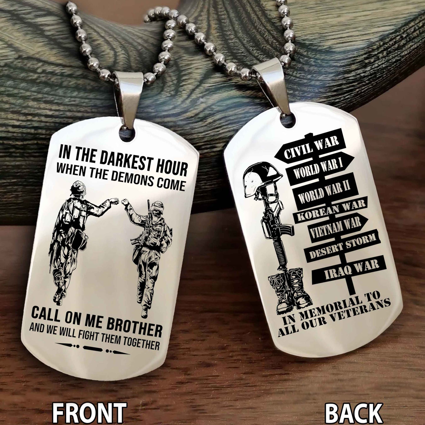 Soldier Personalized Double Sided Dog Tag For Brother