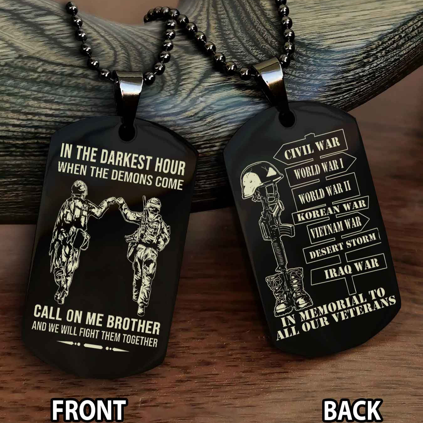 Soldier Personalized Double Sided Dog Tag For Brother