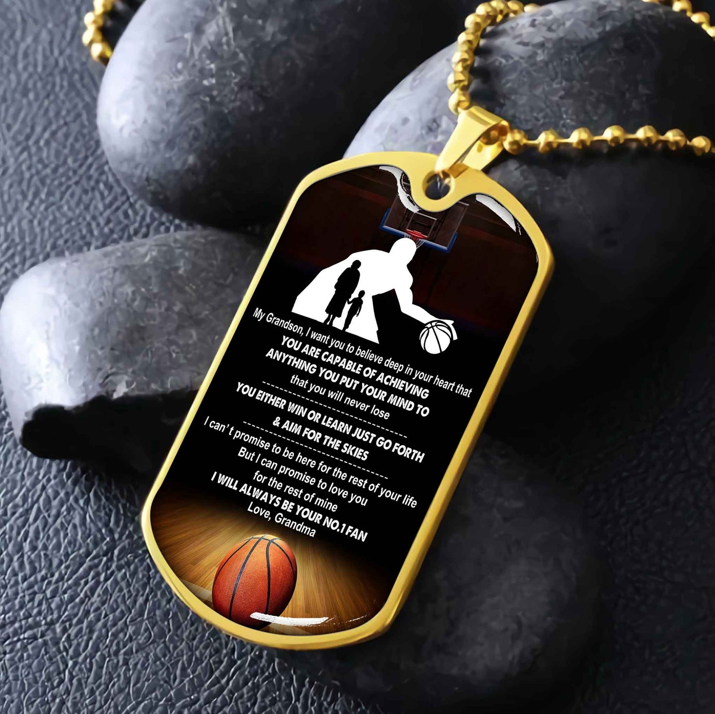 Sport Military Chain 18K Gold Plated Silver Plated To My Grandson From Grandma Motivation Message I Will Always Be Your No 1 Fan