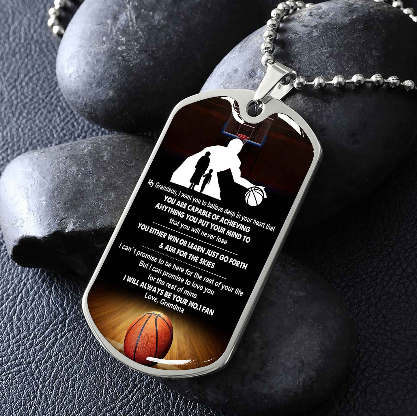 Sport Military Chain 18K Gold Plated Silver Plated To My Grandson From Grandma Motivation Message I Will Always Be Your No 1 Fan