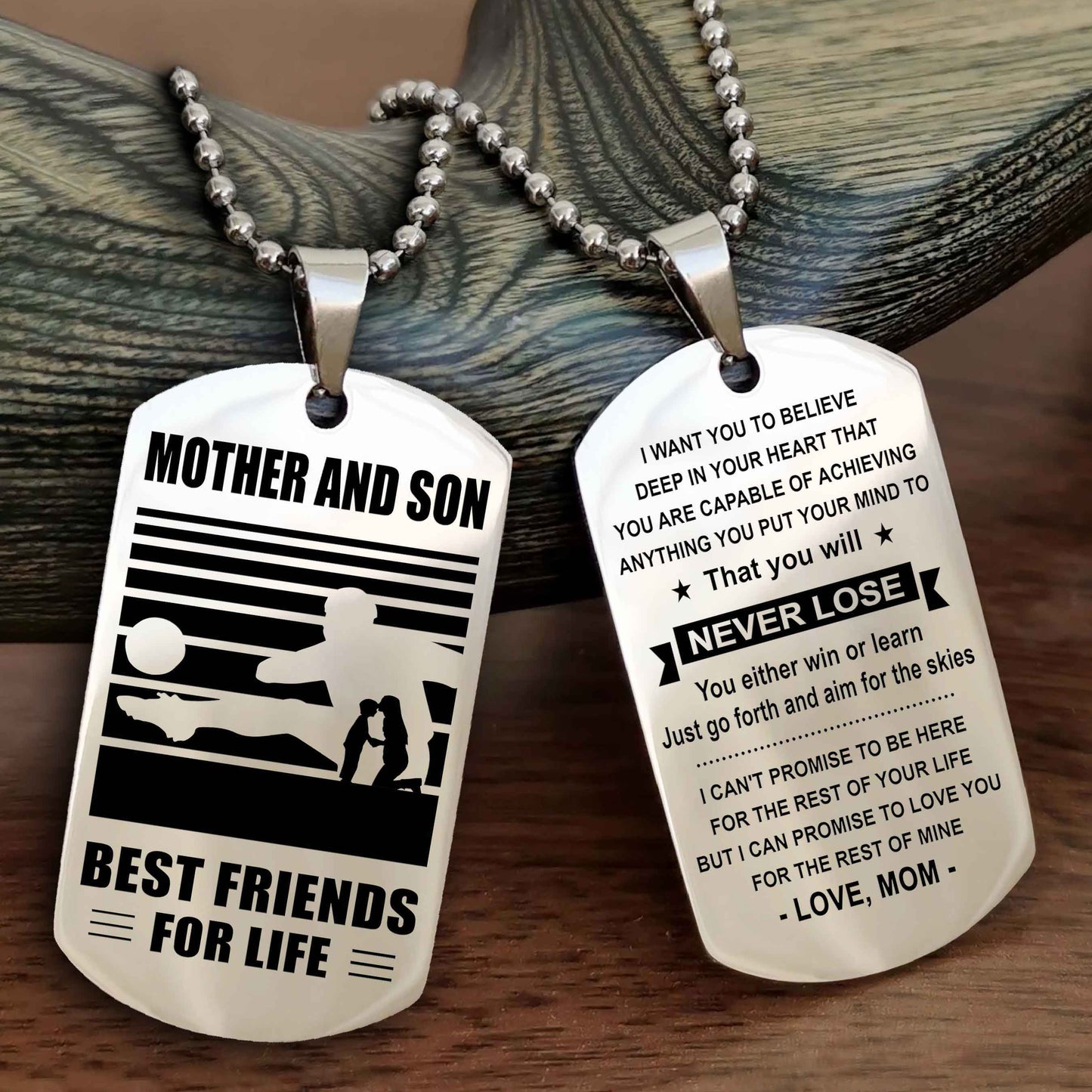 Sport Personalized Double Sided Dog Tag Father And Son Best Friend For Life - You Will Never Lose You Either Win Or Learn