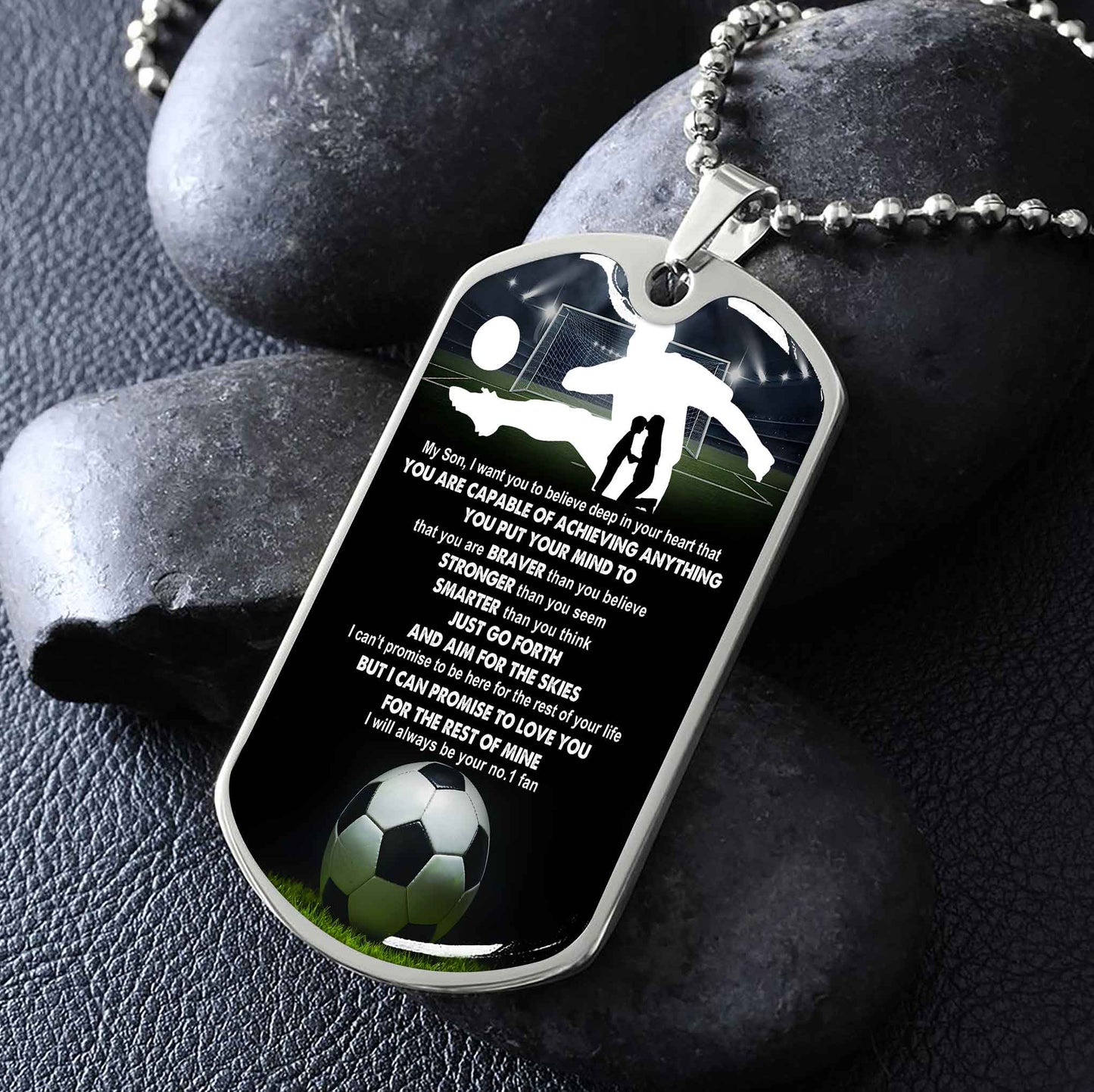 Sport Military Chain 18K Gold Plated Silver Plated To My Son From Mom Motivation Message I Will Always Be Your No 1 Fan