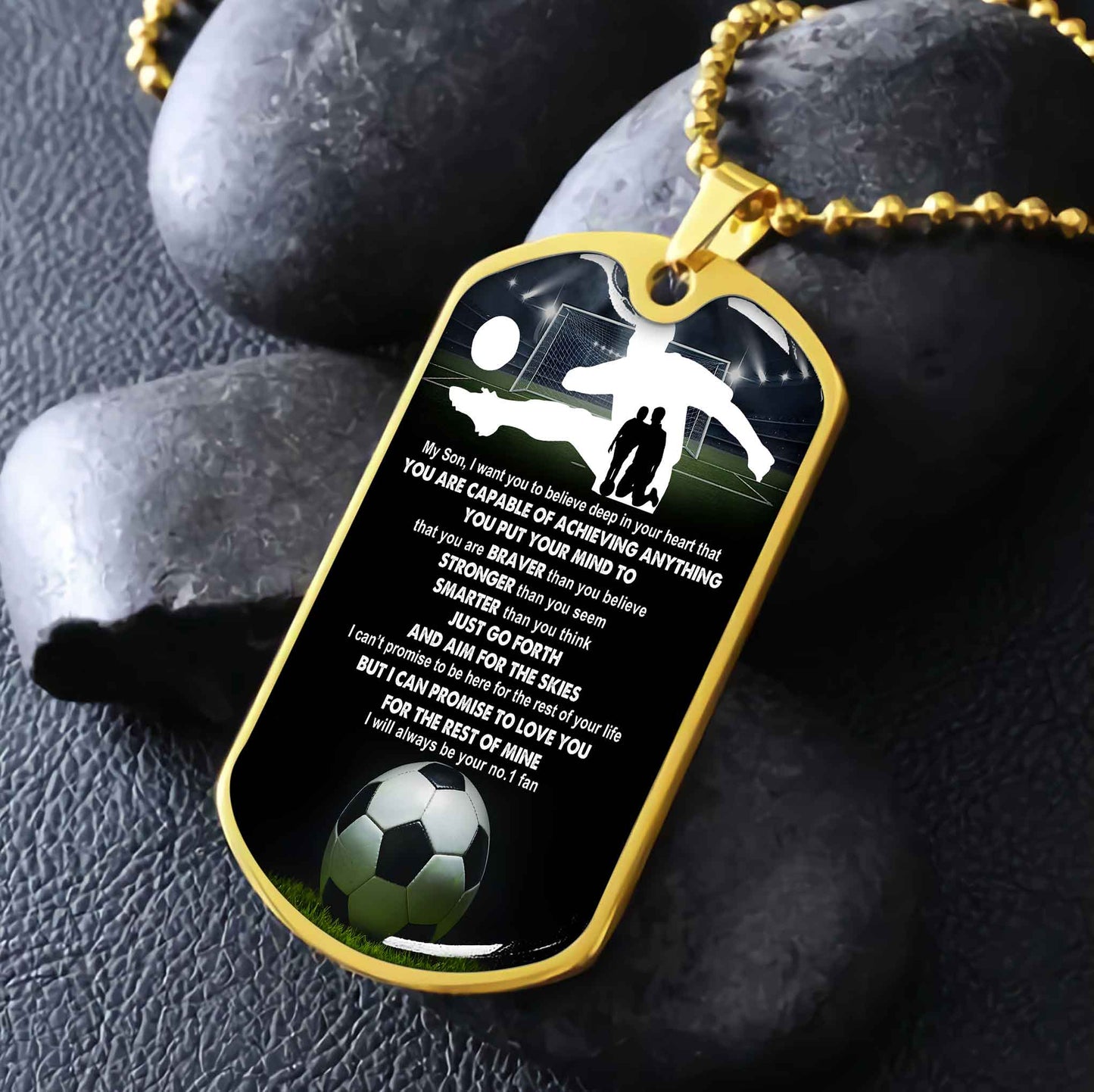 Sport Military Chain 18K Gold Plated Silver Plated To My Son From Dad Motivation Message I Will Always Be Your No 1 Fan