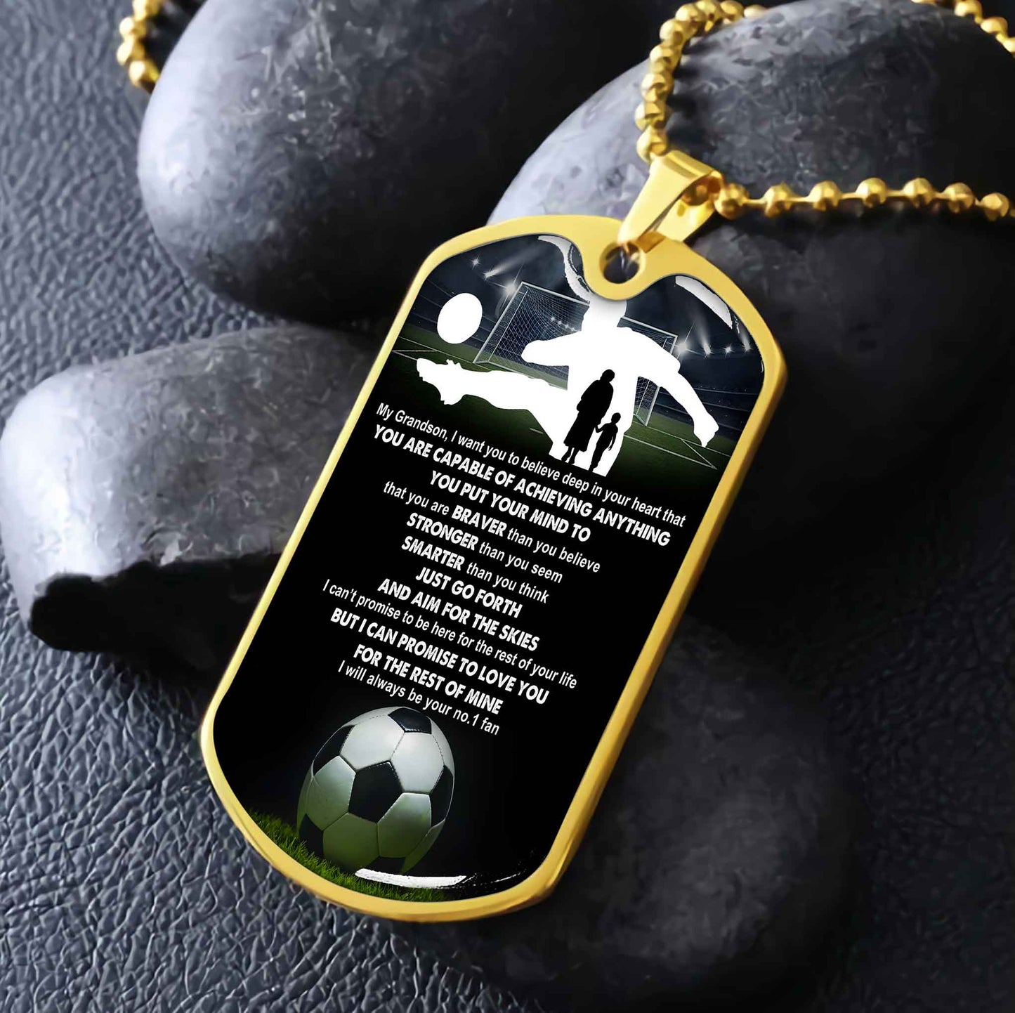 Sport Military Chain 18K Gold Plated Silver Plated To My Grandson From Grandma Motivation Message I Will Always Be Your No 1 Fan