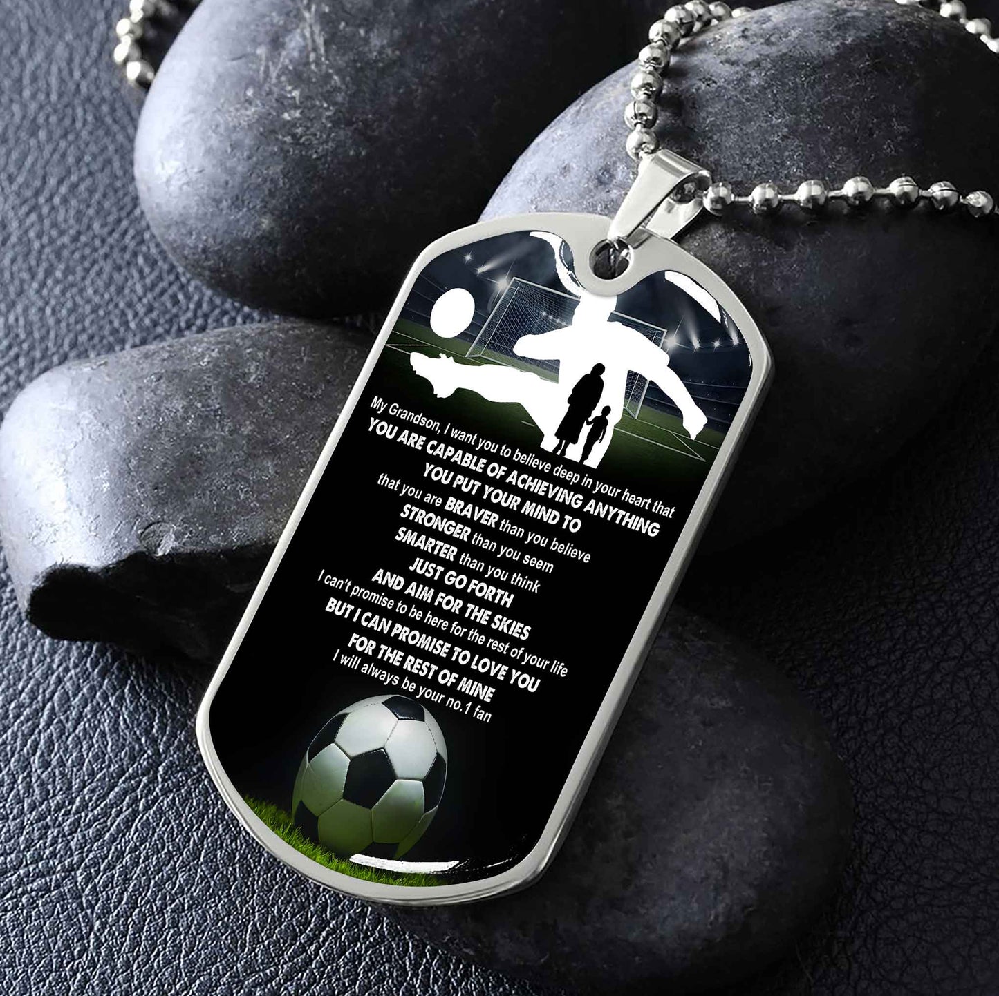 Sport Military Chain 18K Gold Plated Silver Plated To My Grandson From Grandma Motivation Message I Will Always Be Your No 1 Fan