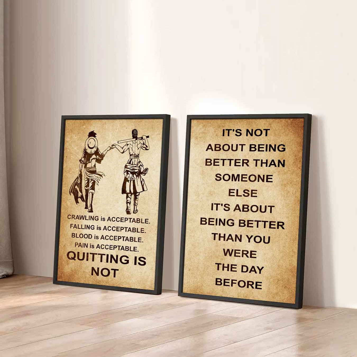 Combo 2 DRB Poster Canvas Quitting Is Not - It's Not About Being Better Than Someone Else It's About Being Better Than You Were The Day Before