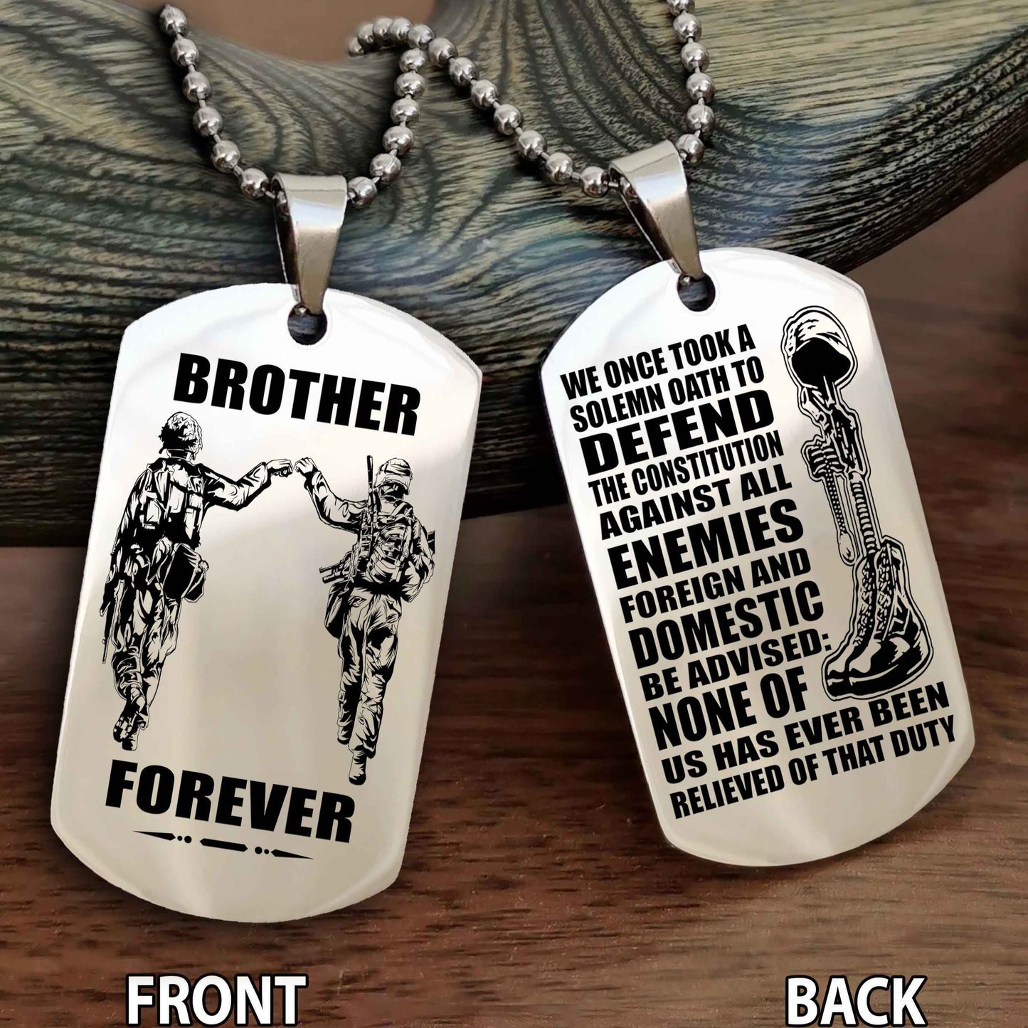 Soldier Personalized Double Sided Dog Tag For Brother (Copy)