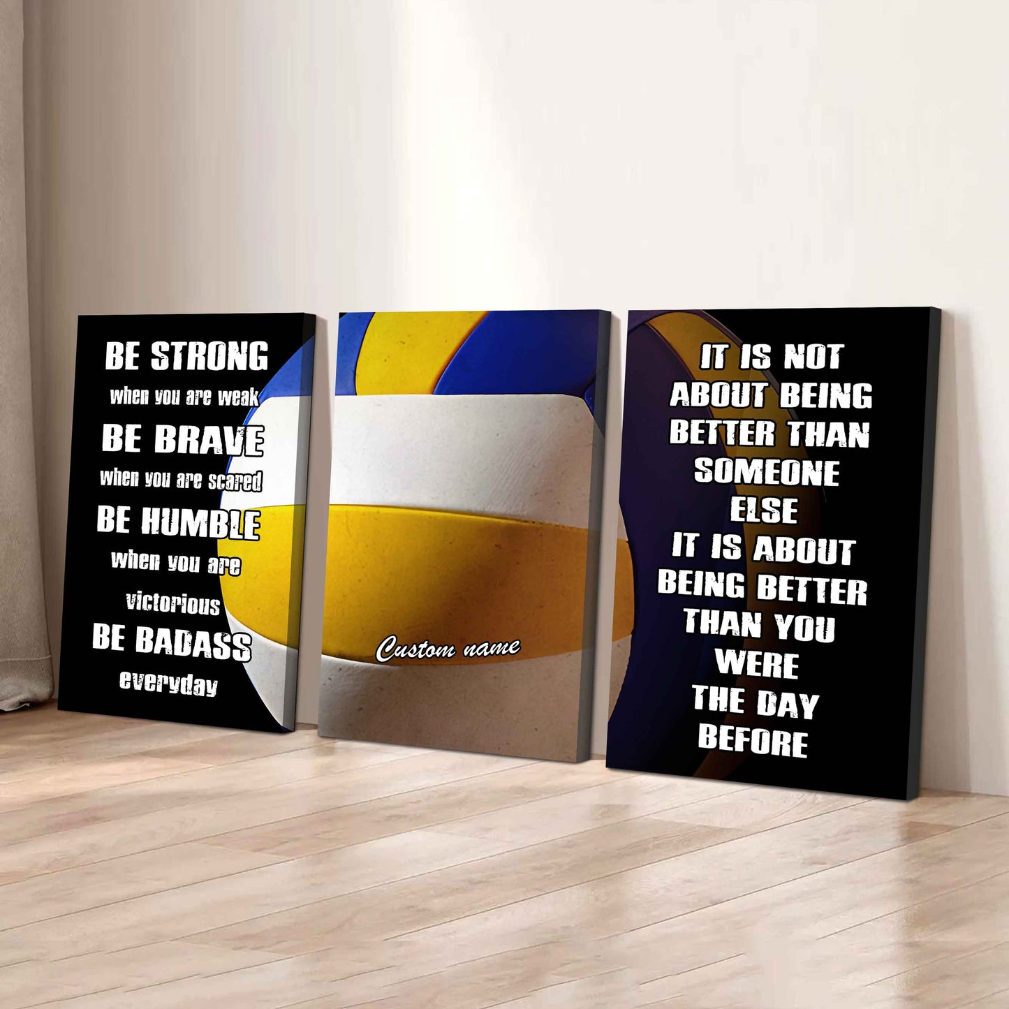 3-Piece Motivational Softball Canvas Wall Art Set