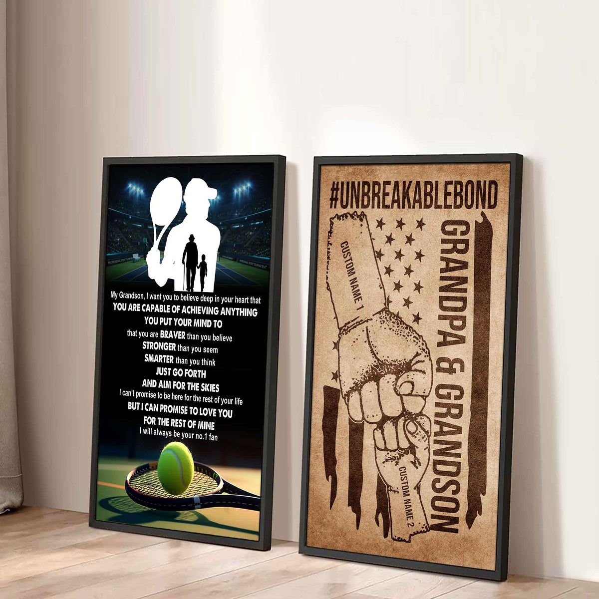 Unbreakable Bond Sport Canvas Set From Grandpa To Grandson Just Go Forth And Aim For The Skies