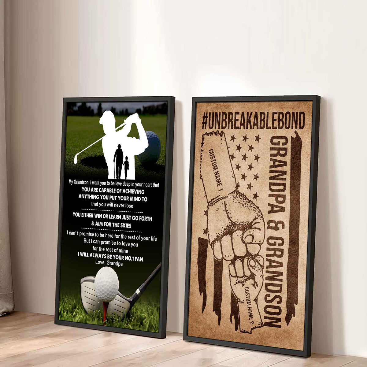 Unbreakable Bond Sport Canvas Set From Grandpa To Grandson You Will Never Lose You Either Win Or Learn