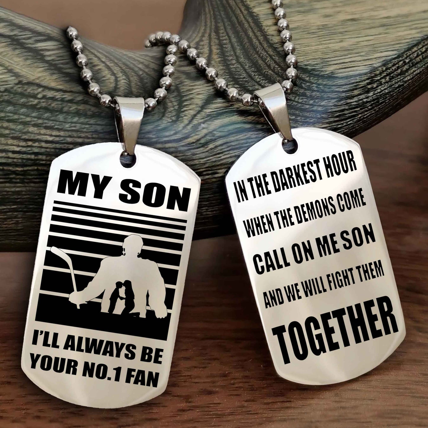 Sport Personalized Double Sided Dog Tag I Will Always Be Your No 1 Fan - Call On Me Son From Dad And Mom