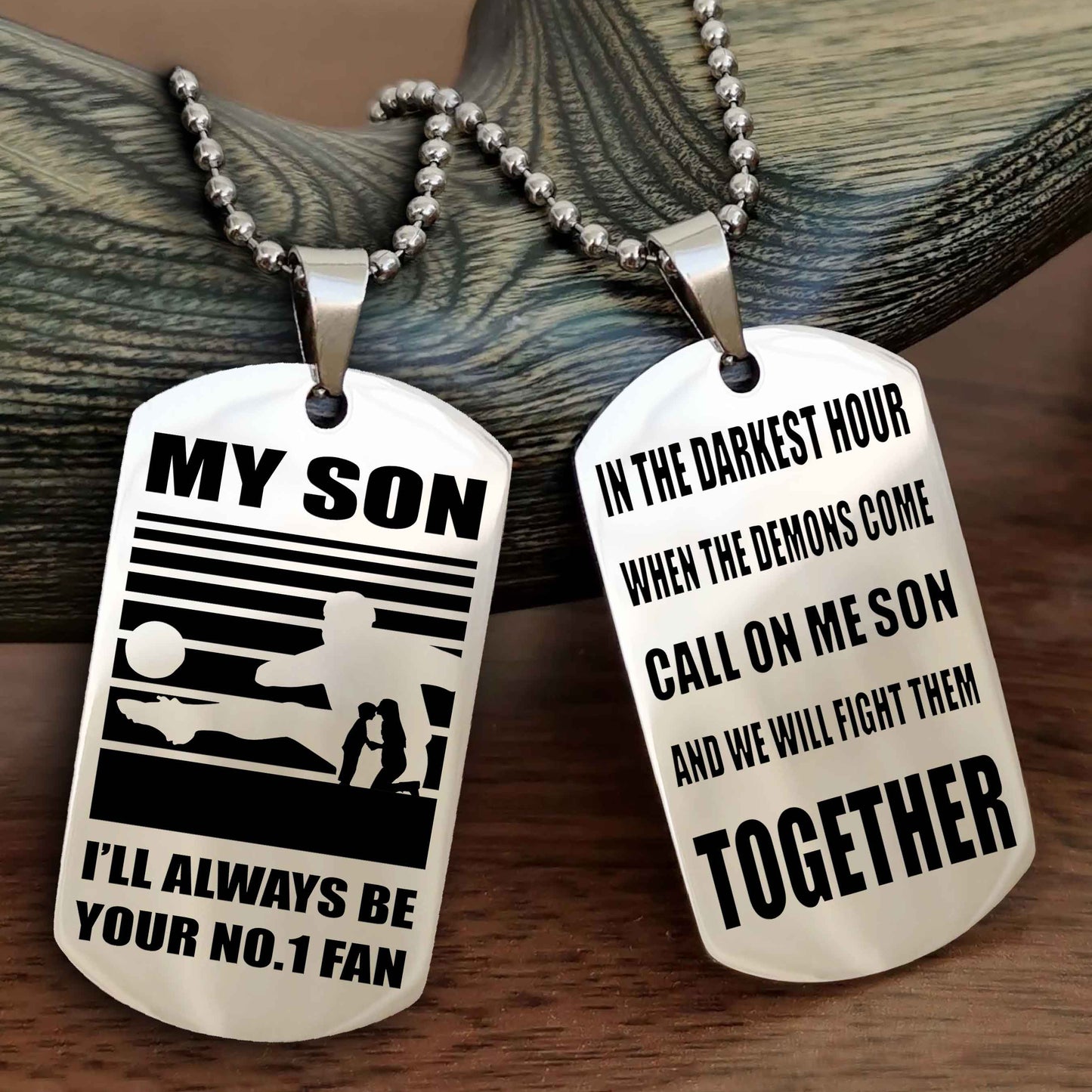 Sport Personalized Double Sided Dog Tag I Will Always Be Your No 1 Fan - Call On Me Son From Dad And Mom