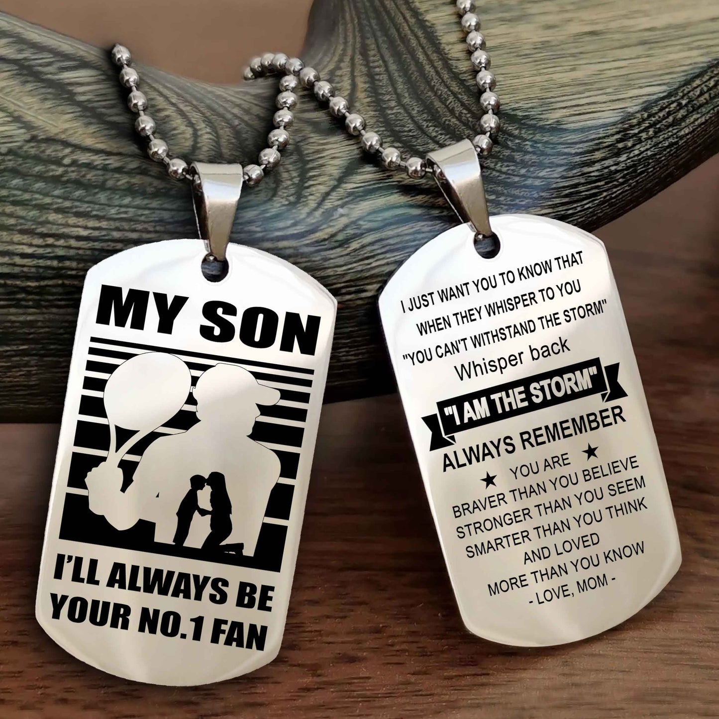 Sport Personalized Double Sided Dog Tag I Will Always Be Your No 1 Fan - Whisper Back I'm The Storm Gift From Dad Mom