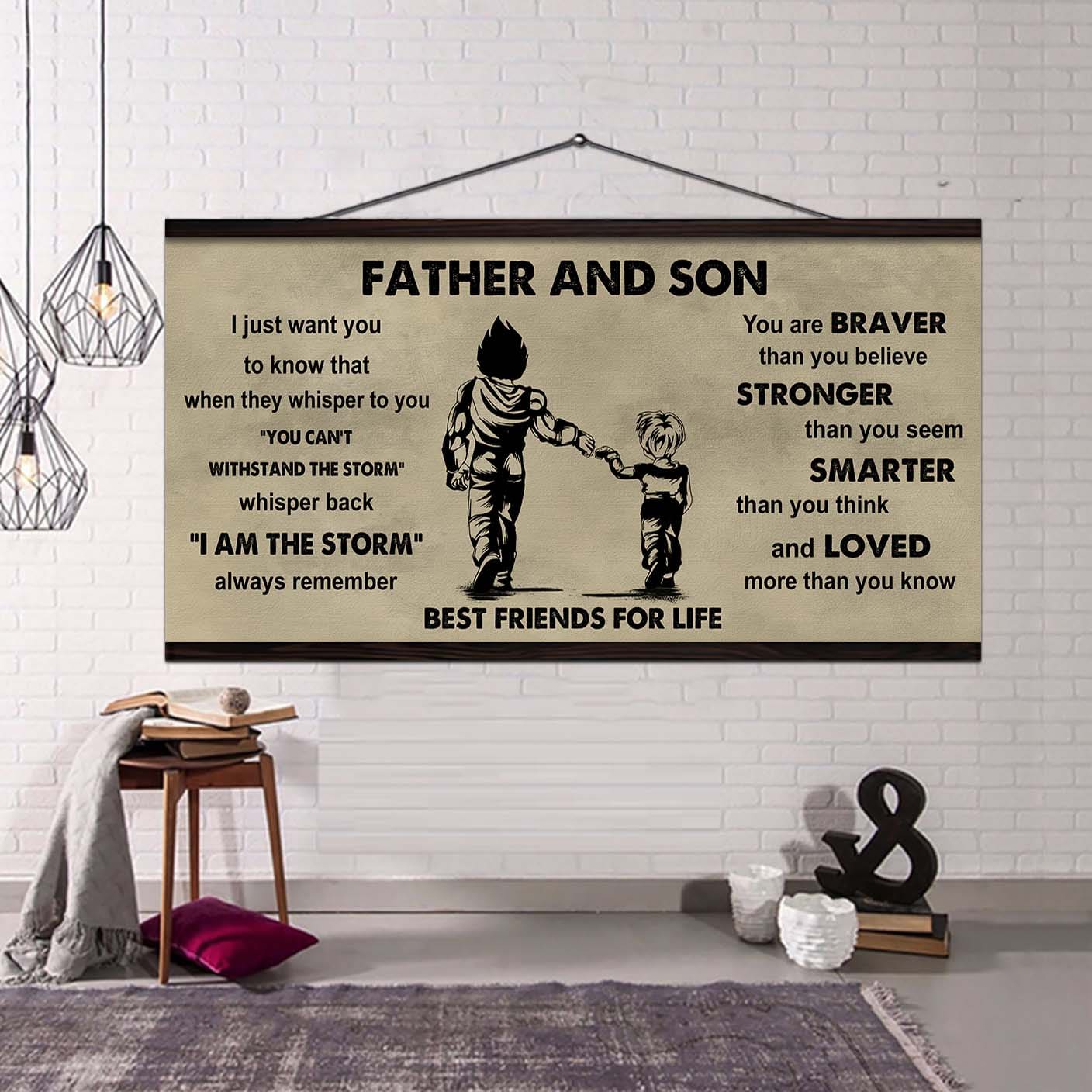 Ver 2 FAMILY-PHOTO UPLOAD VGT Father And Son Best Friends For Life - I Am The Storm Poster Canvas Gift For Son From Father