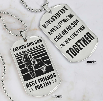 Cowboy Personalized Double Sided Dog Tag Call On Me Son And We Will Fight Them Together Gifts For Your Son From Dad
