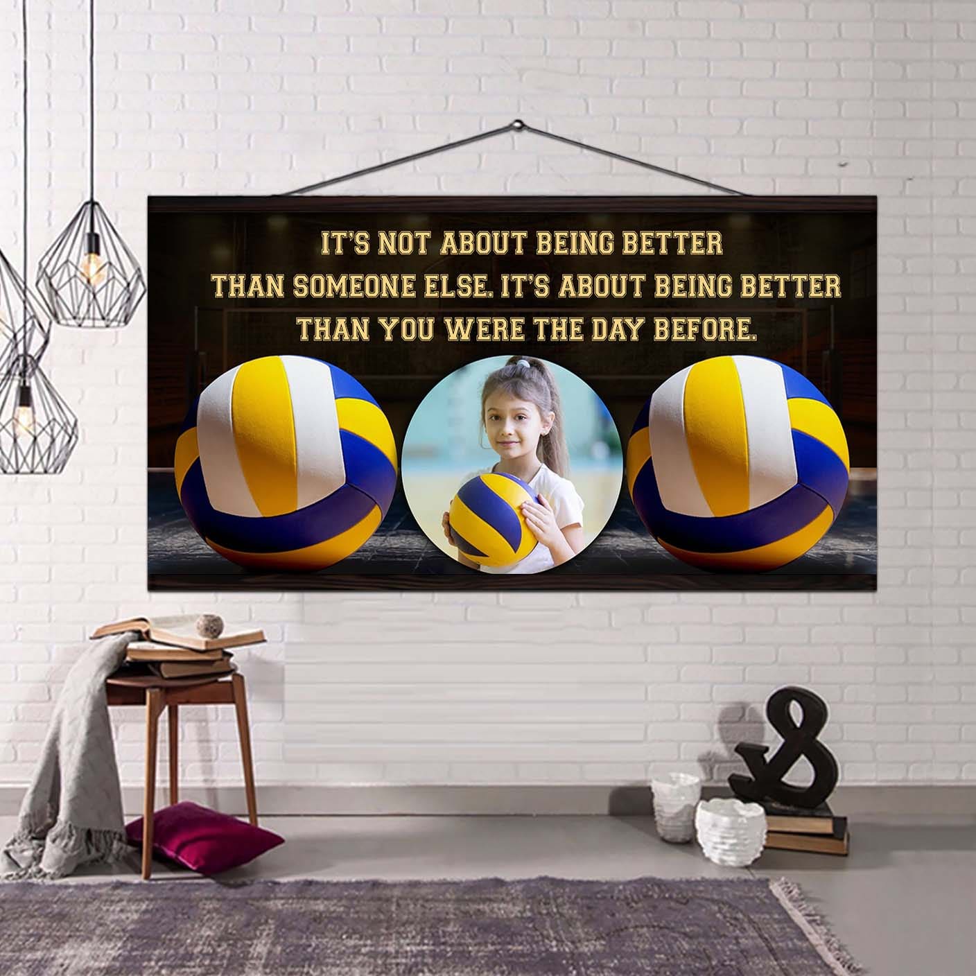 Personalized Photo Basketball Canvas It Is Not About Being Better Than Someone Else It's About Being Better Than You Were The Day Before