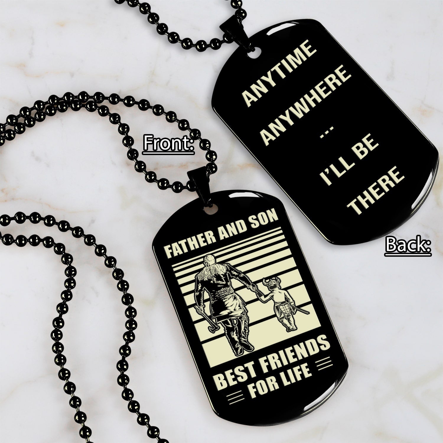 STO-Personalized Double Sided Dog Tag Father And Son Best Friends For Life - Message on the back side