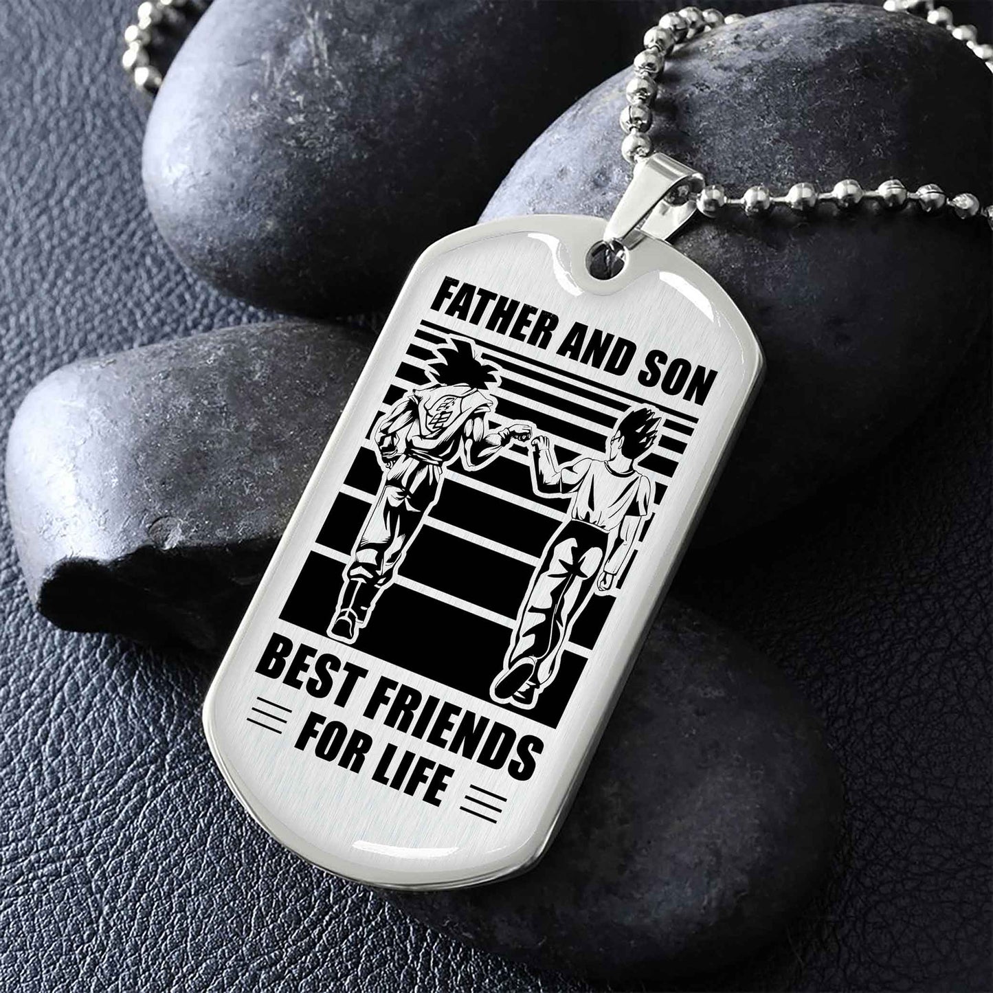 GK_GH Military Chain Silver Plated 18K Gold Plated Father And Son Best Friend For Life Gift For Your Son