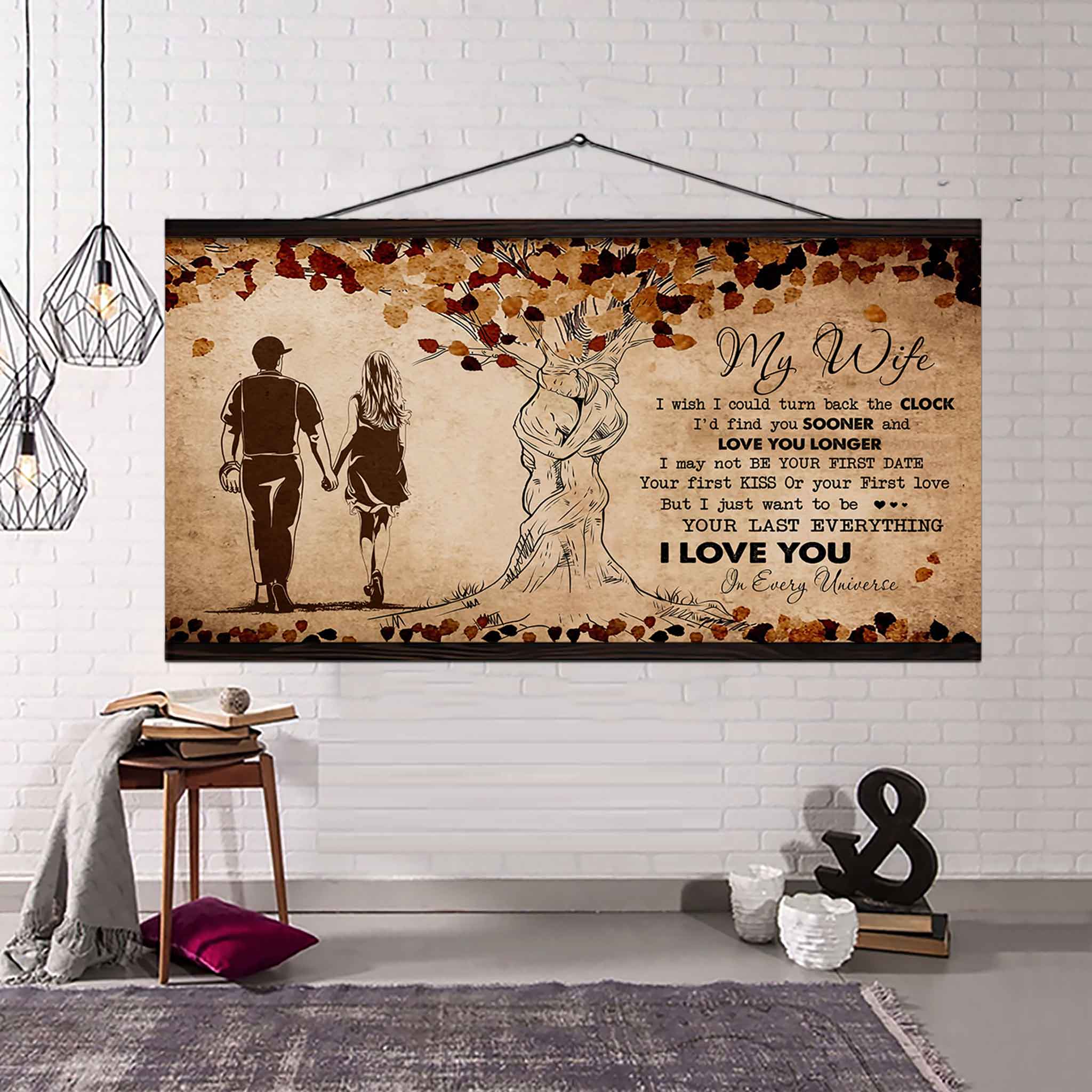 American Football Poster Canvas To My Wife I Wish I Could Turn Back The Clock - I Love You In Every Universe