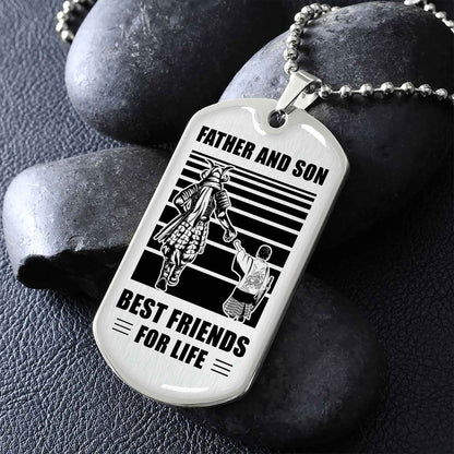 GK_GH Military Chain Silver Plated 18K Gold Plated Father And Son Best Friend For Life Gift For Your Son