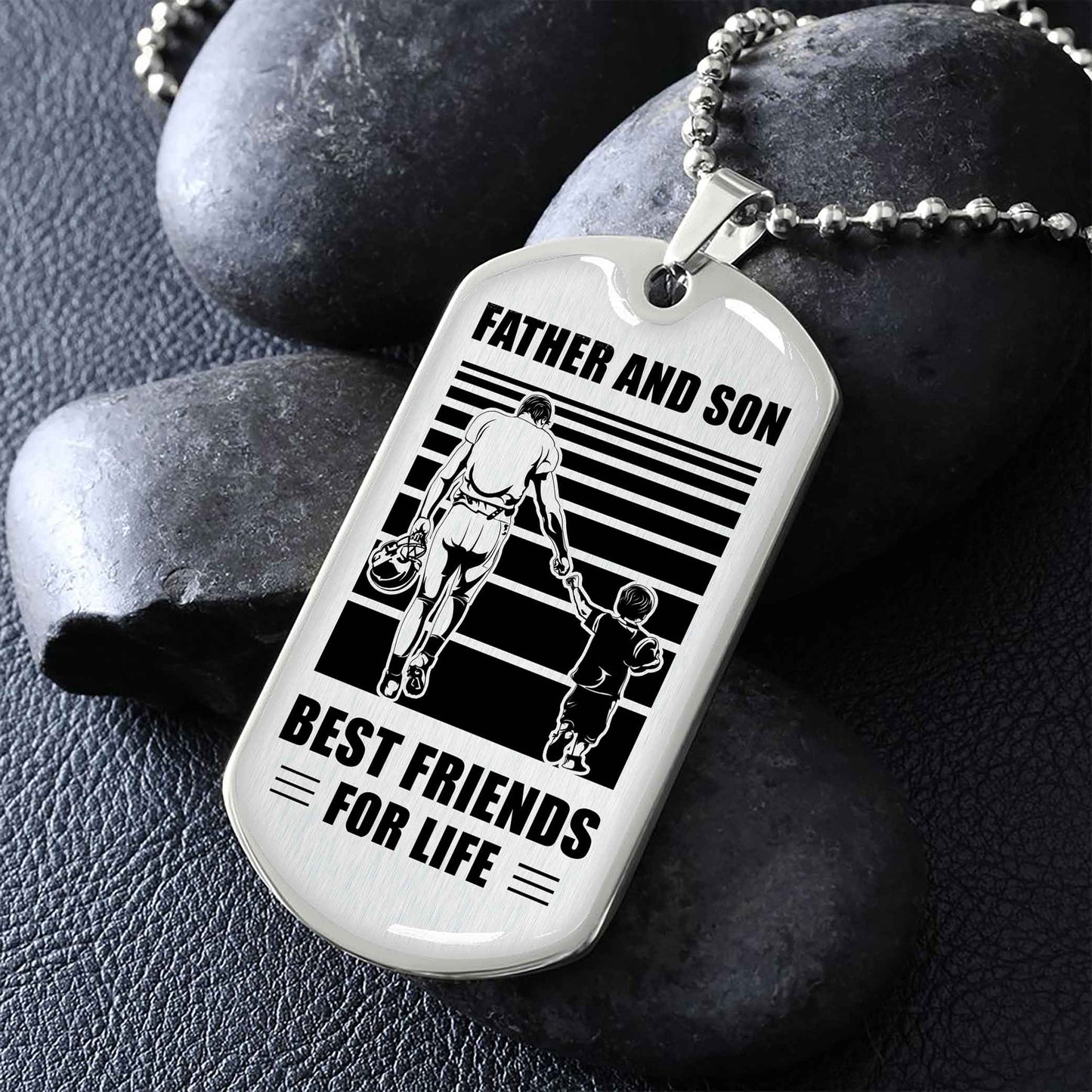 GK_GH Military Chain Silver Plated 18K Gold Plated Father And Son Best Friend For Life Gift For Your Son