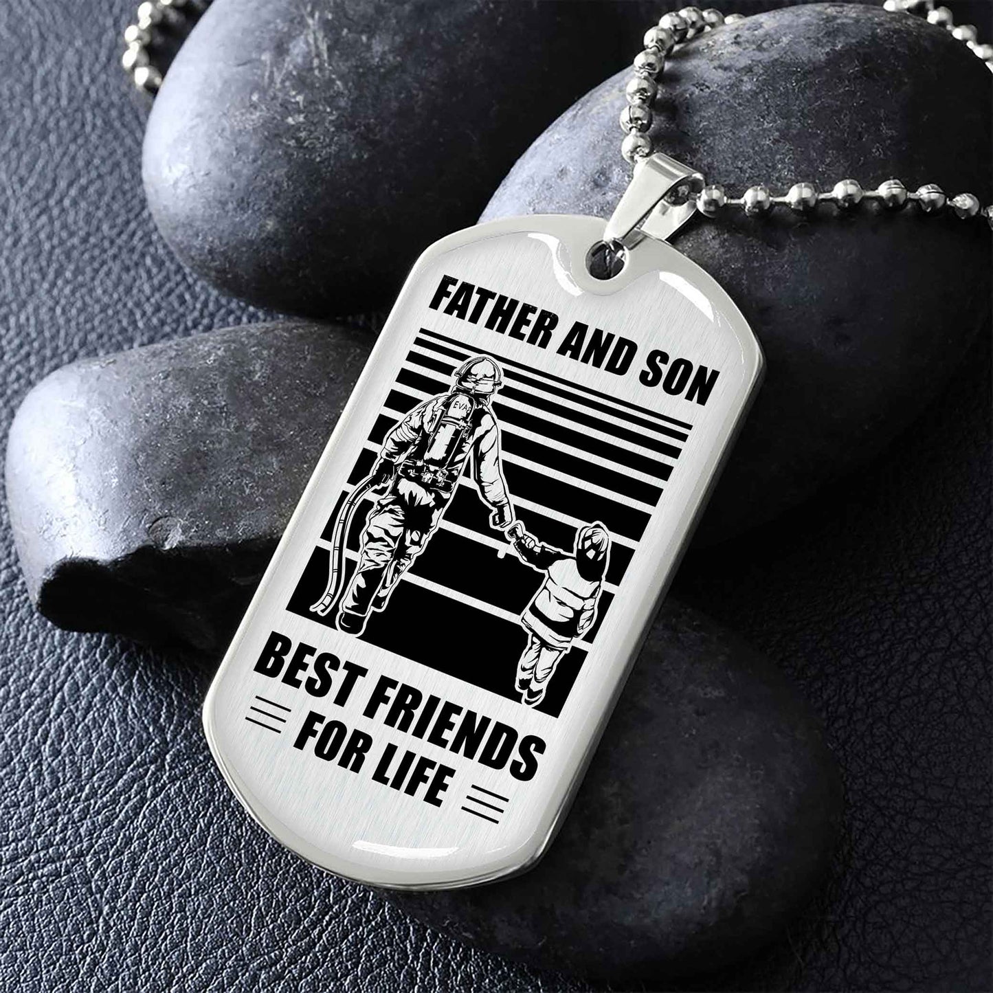 GK_GH Military Chain Silver Plated 18K Gold Plated Father And Son Best Friend For Life Gift For Your Son
