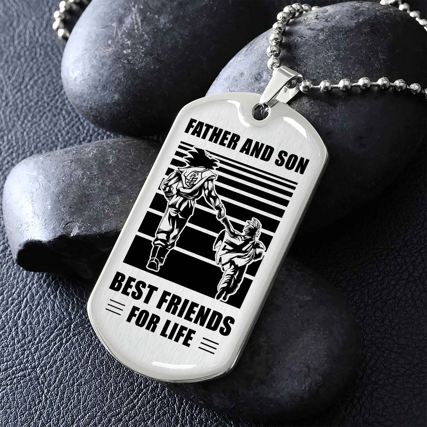GK_GH Military Chain Silver Plated 18K Gold Plated Father And Son Best Friend For Life Gift For Your Son