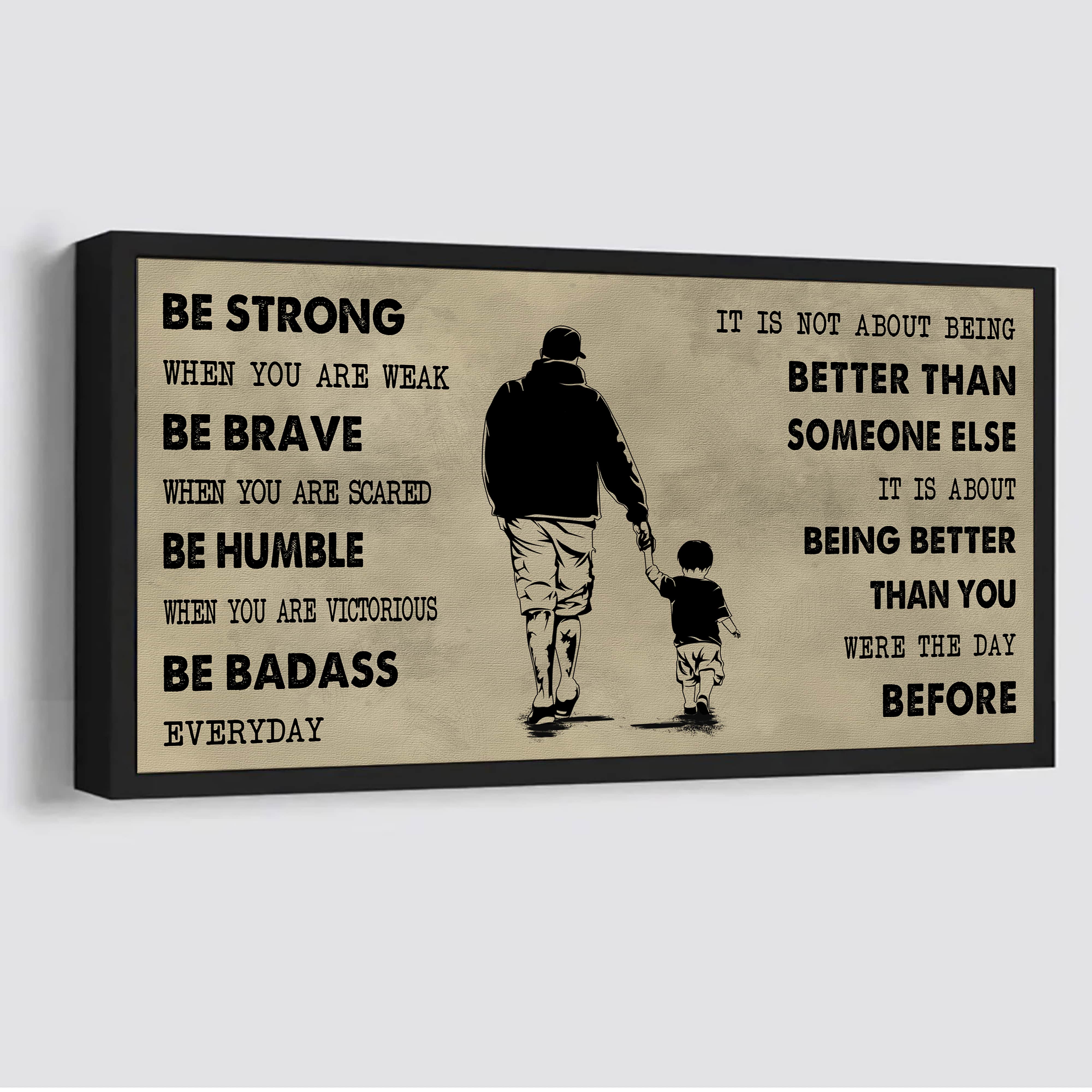 Baseball Poster Canvas From Dad To Son Be Strong When You Are Weak - It Is Not About Being Better Than Someone Else