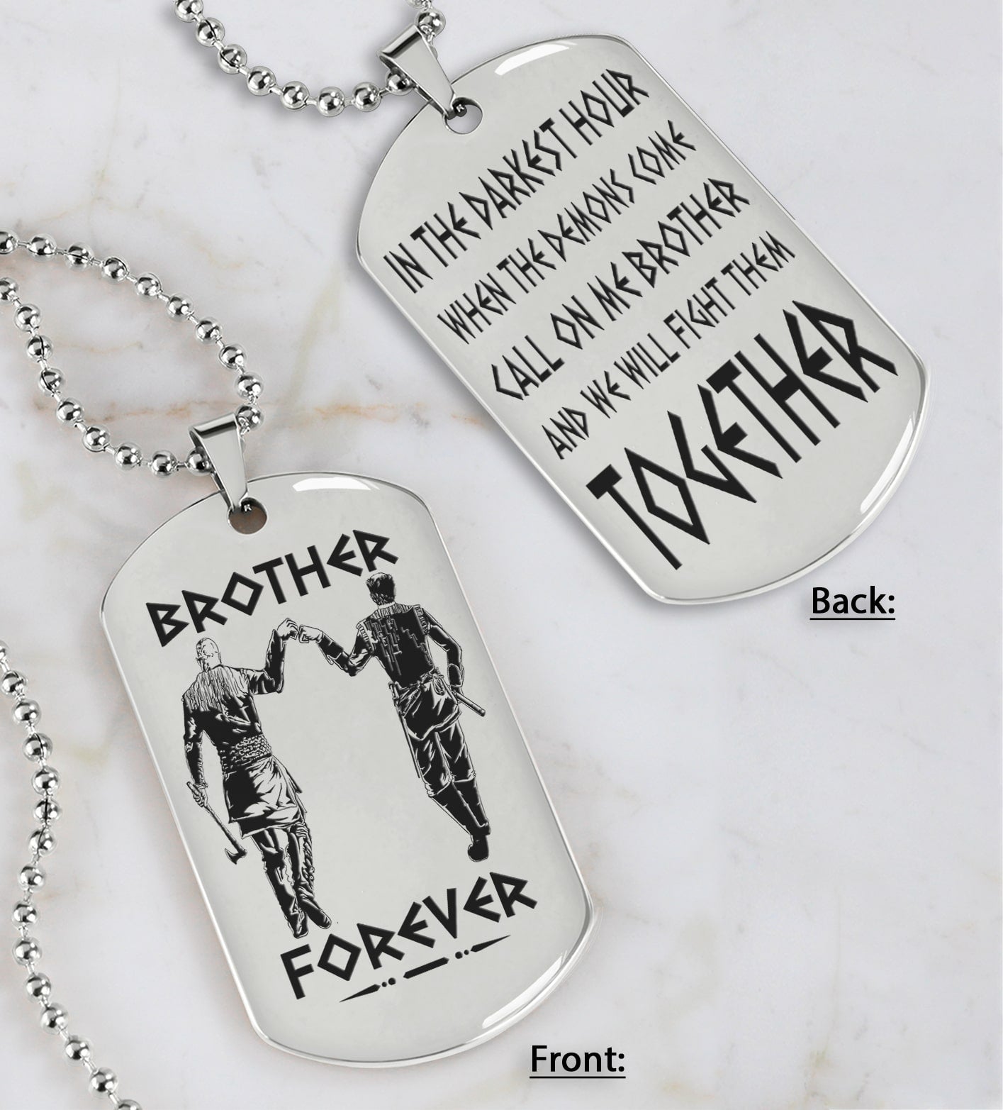 Ver3W Vikings customizable engraved black dog tag double sided gift from brother, brother forever