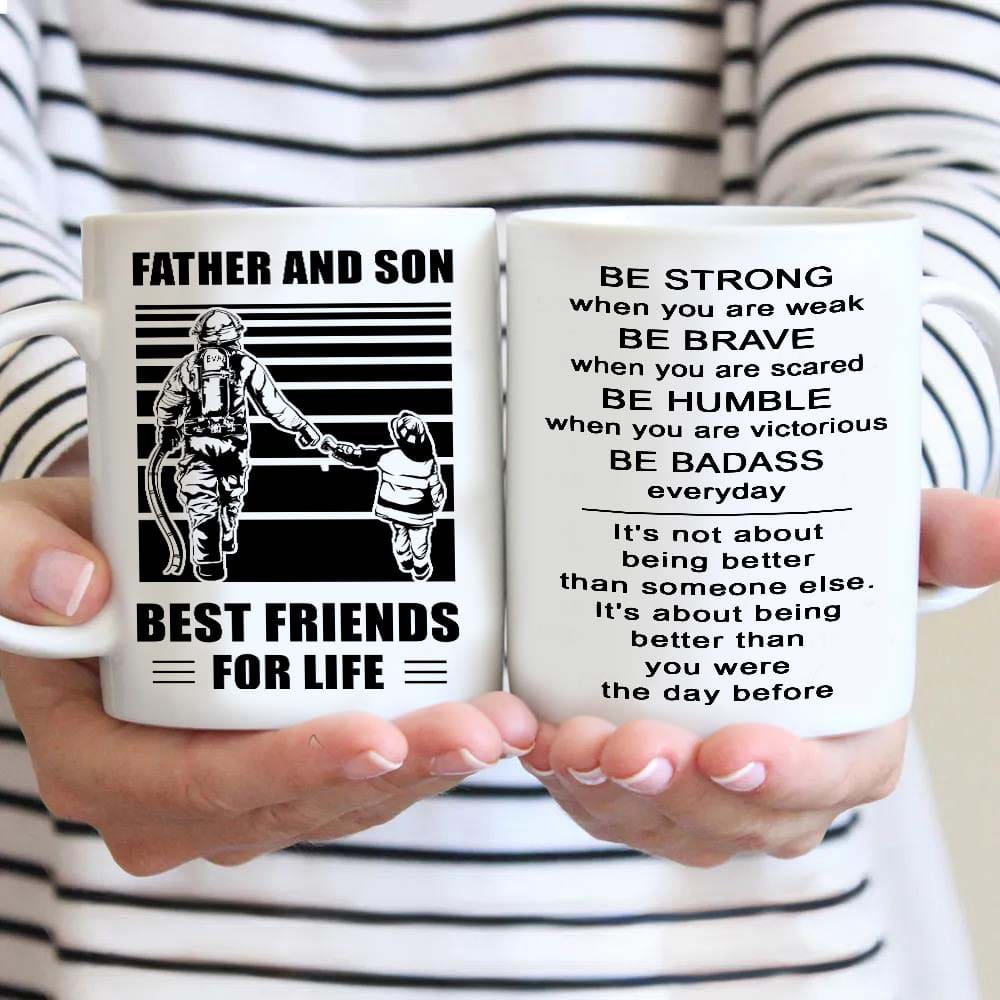 Basketball Be strong-Personalized Mug Father And Son Best Friends For Life - Message on the back side