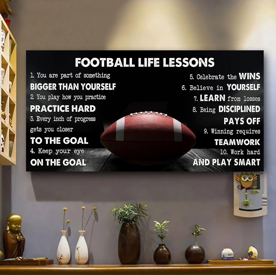 Sport Life Lesson Canvas Poster Wall Art Black Floating Frame