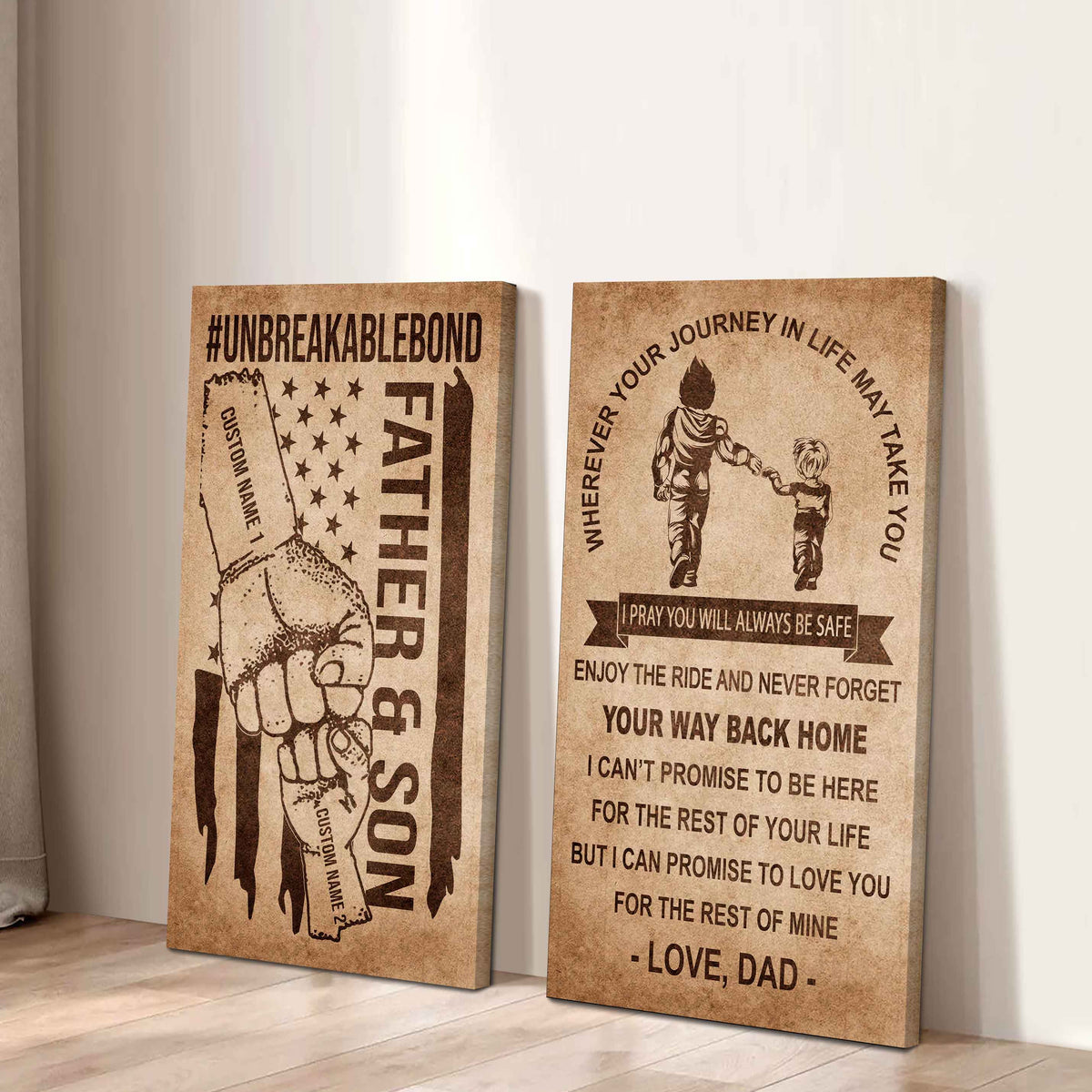 Father And Son Canvas Set To My Son Enjoy The Ride Never Forget Your Way Back Home