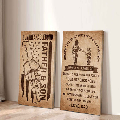 Father And Son Canvas Set To My Son Enjoy The Ride Never Forget Your Way Back Home