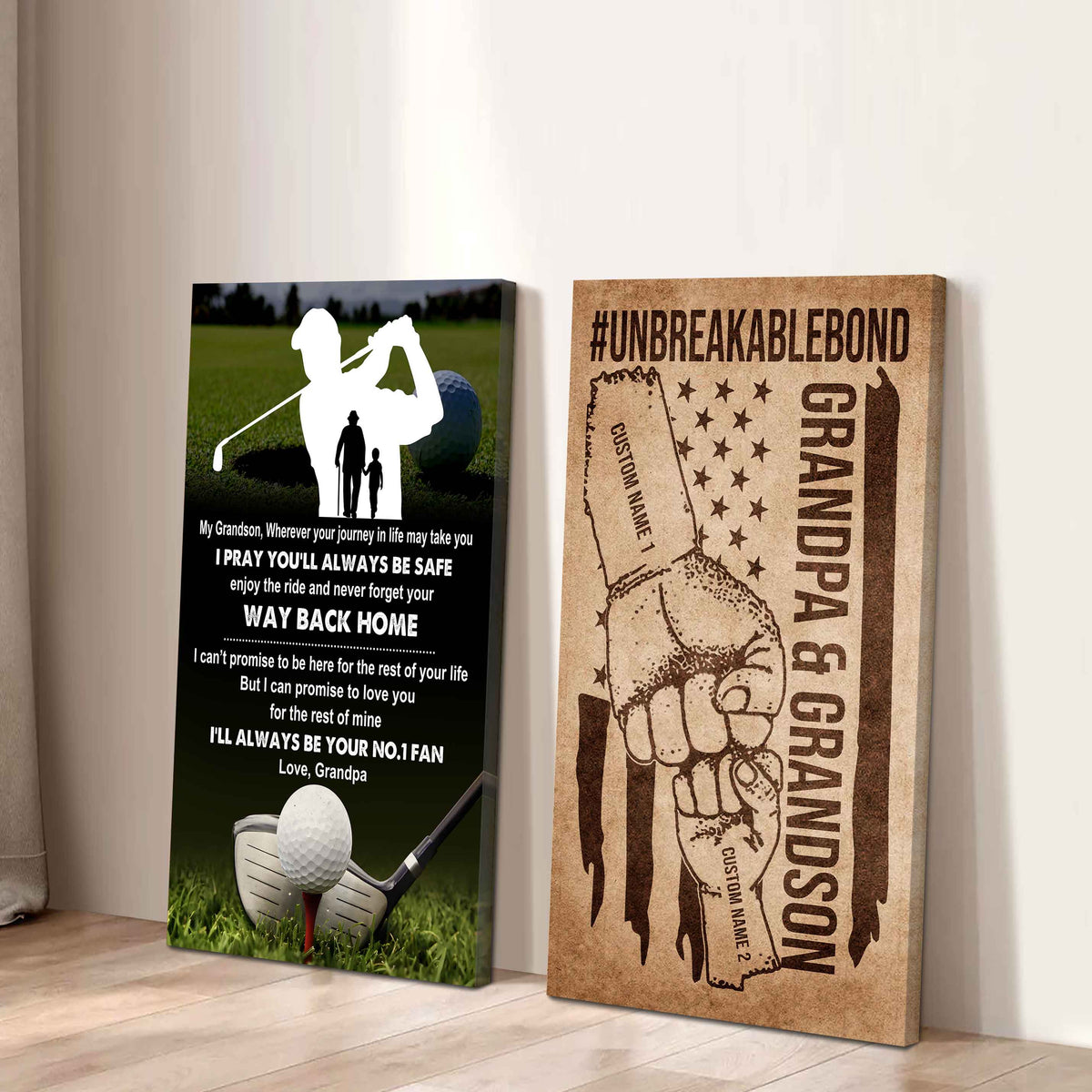 Unbreakable Bond Canvas Set From Grandpa To Grandson Enjoy The Ride And Never Forget Your Way Back Home