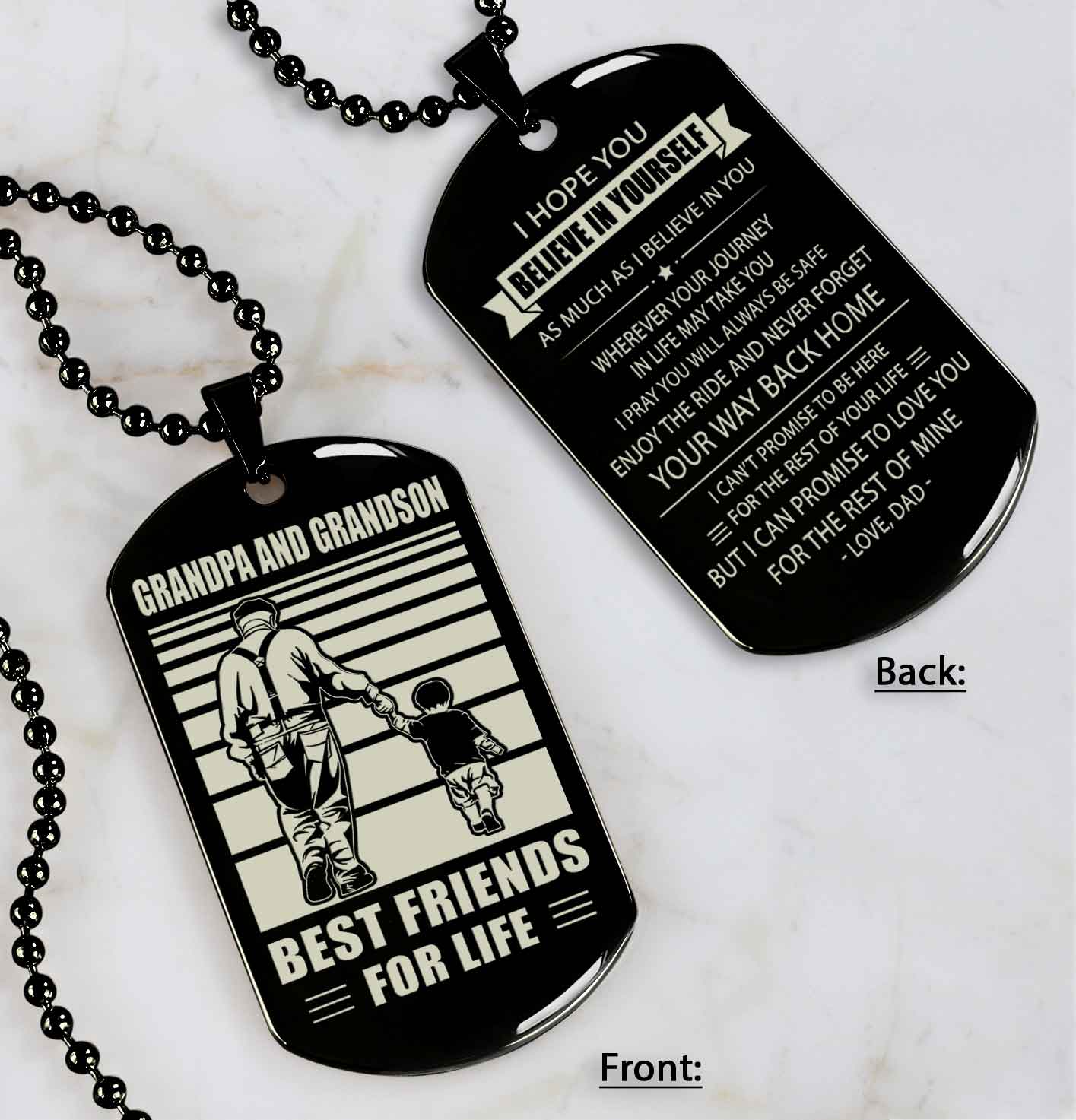 Grandpa And Grandson Best Friend For Life Double Side Dog Tag Gift For Your Grandson