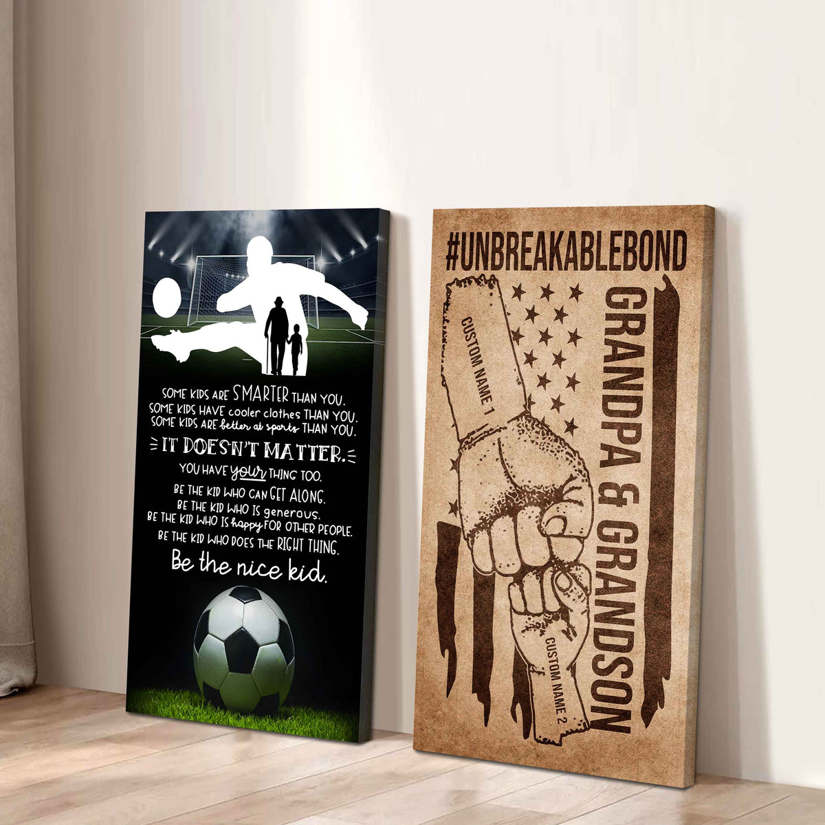 Unbreakable Bond Sport Canvas Set From Grandpa To Grandson Be The Nice Kid
