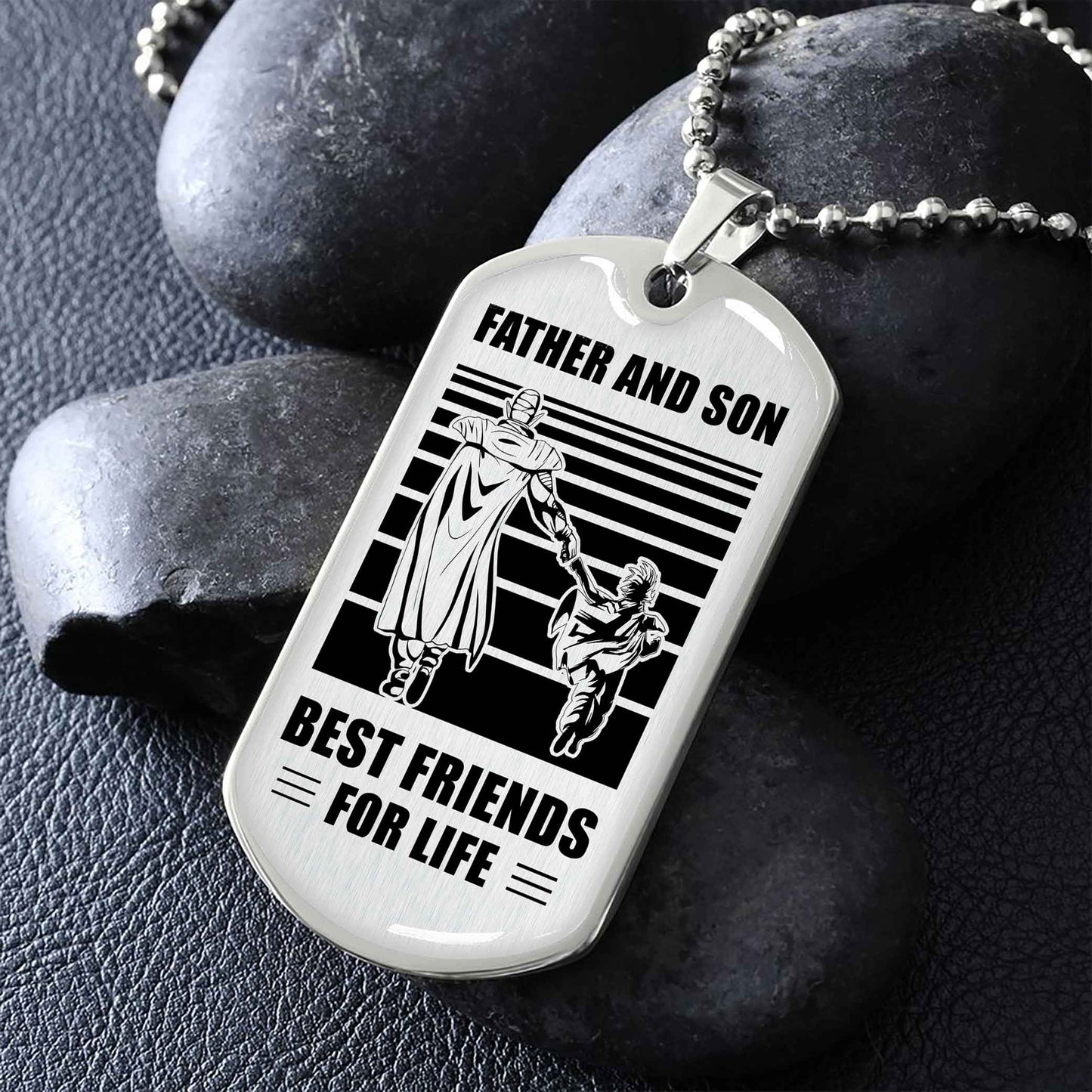 GK_GH Military Chain Silver Plated 18K Gold Plated Father And Son Best Friend For Life Gift For Your Son